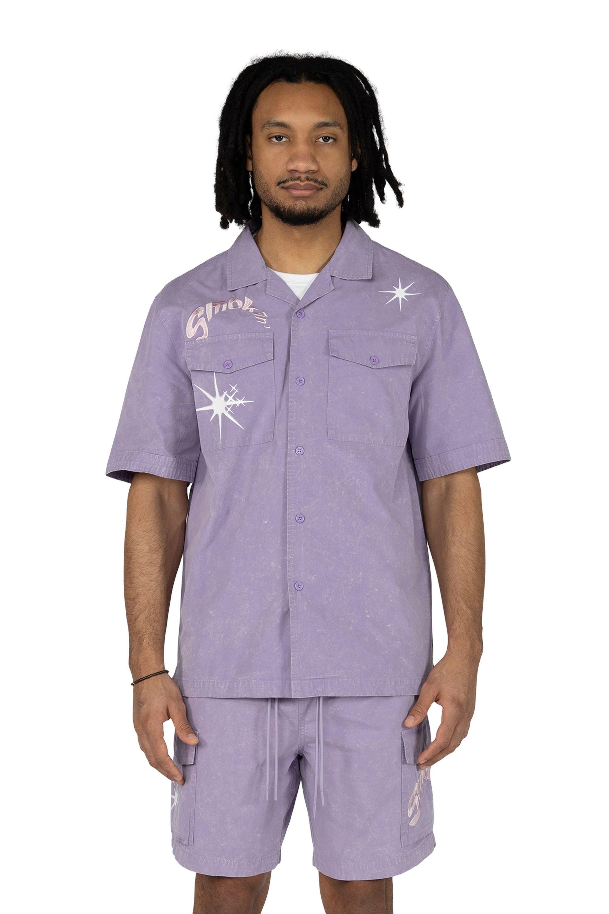 Smoke Rise Men's Boxy Grape Shirt - Paisley Purple - PURPLE Thumbnail View 1