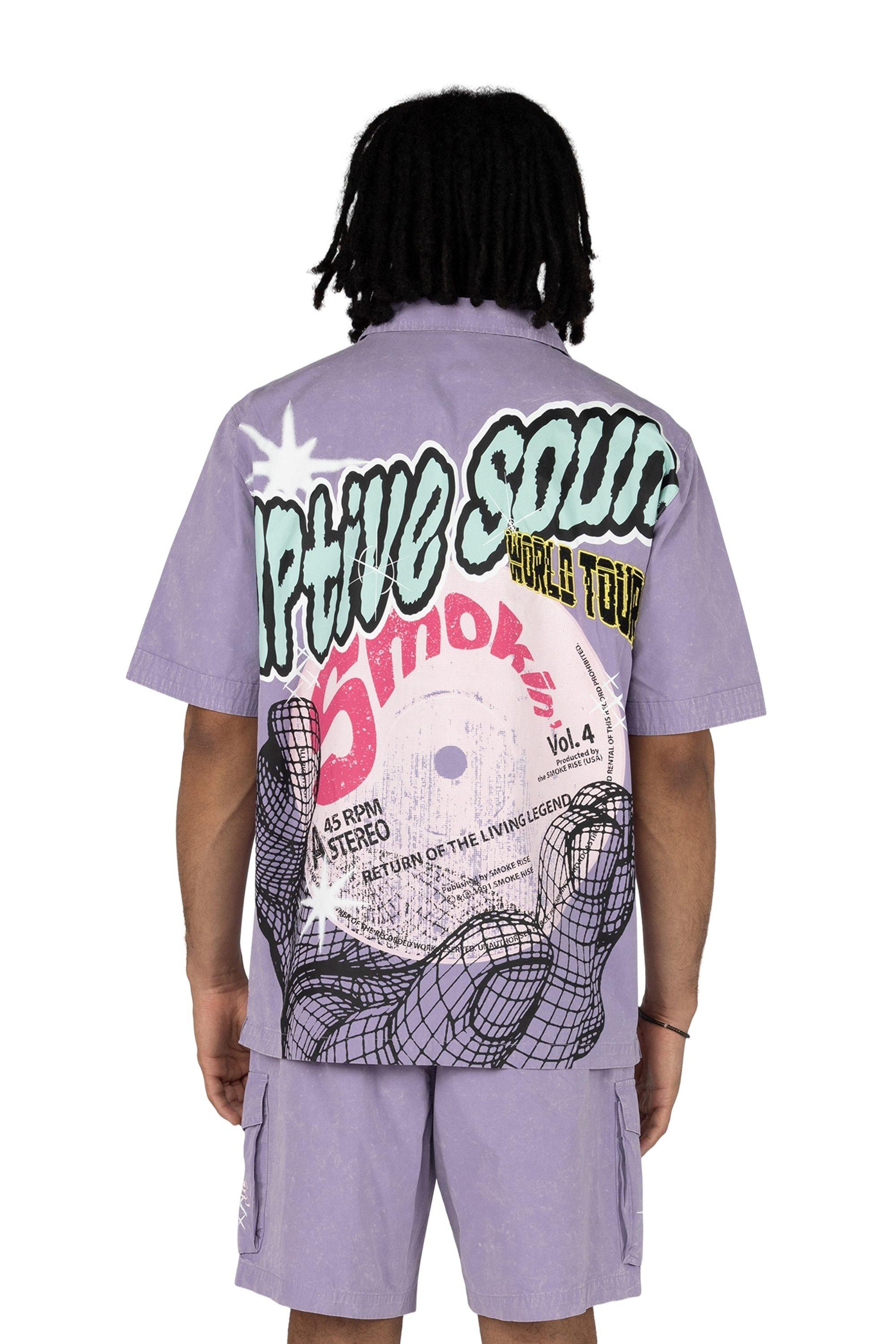 Smoke Rise Men's Boxy Grape Shirt - Paisley Purple - PURPLE Thumbnail View 2