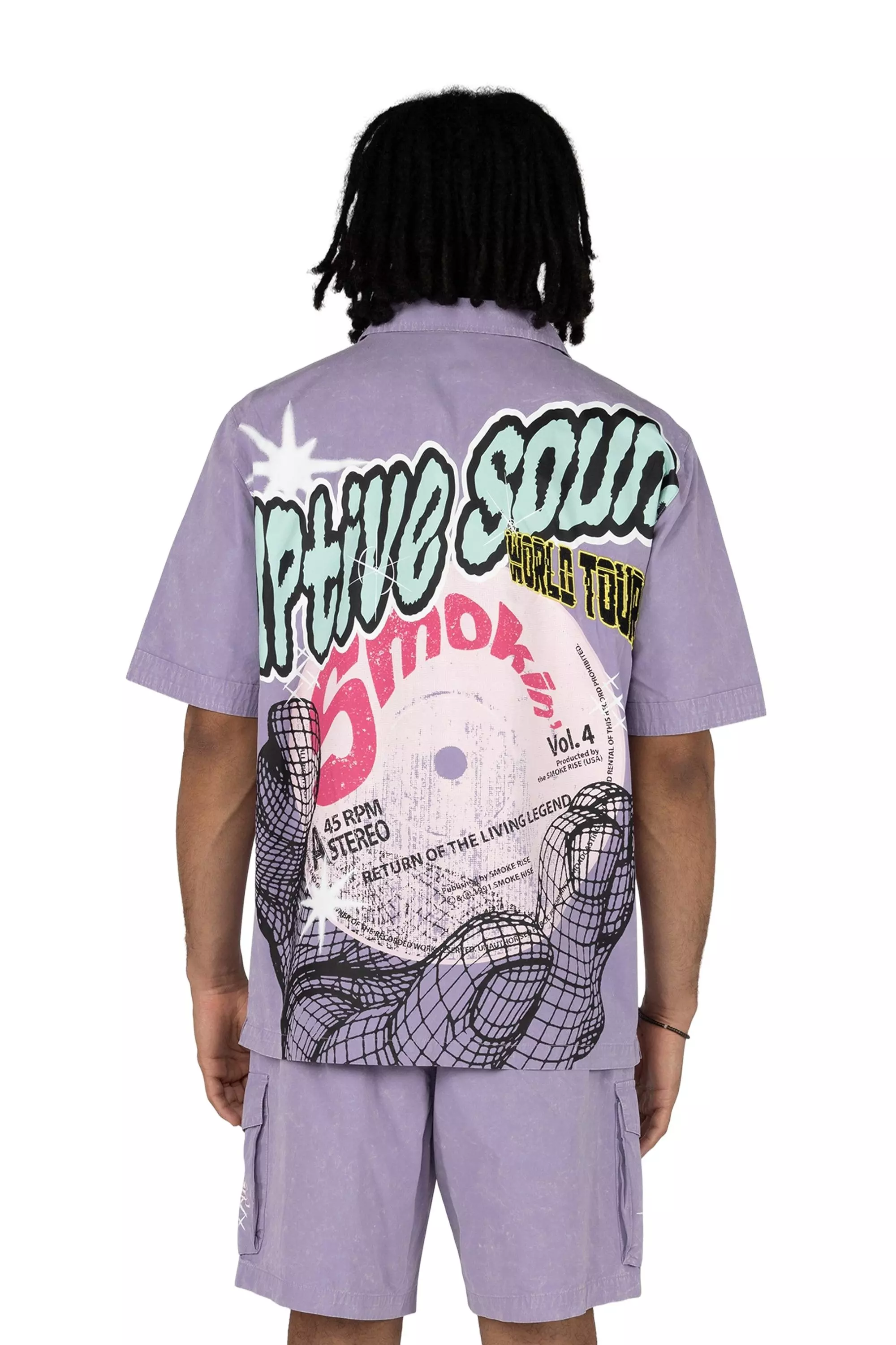 Smoke Rise Men's Boxy Grape Shirt - Paisley Purple - PURPLE