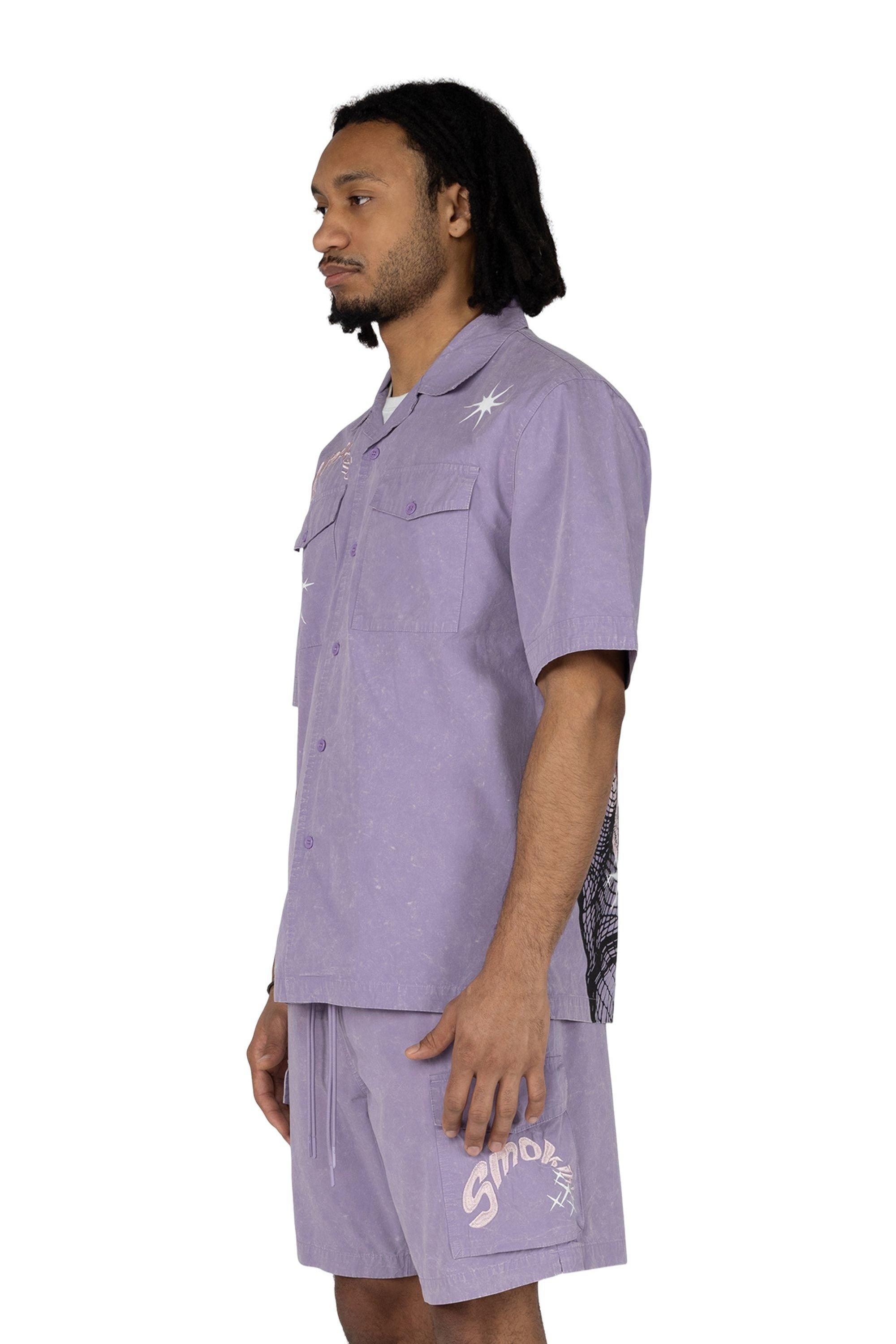 Smoke Rise Men's Boxy Grape Shirt - Paisley Purple - PURPLE Thumbnail View 3