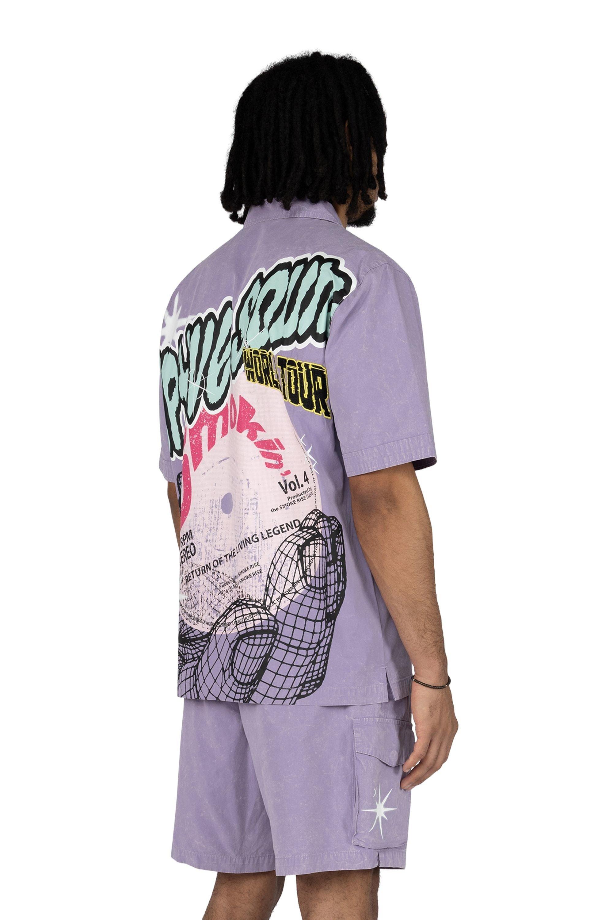 Smoke Rise Men's Boxy Grape Shirt - Paisley Purple - PURPLE Thumbnail View 4