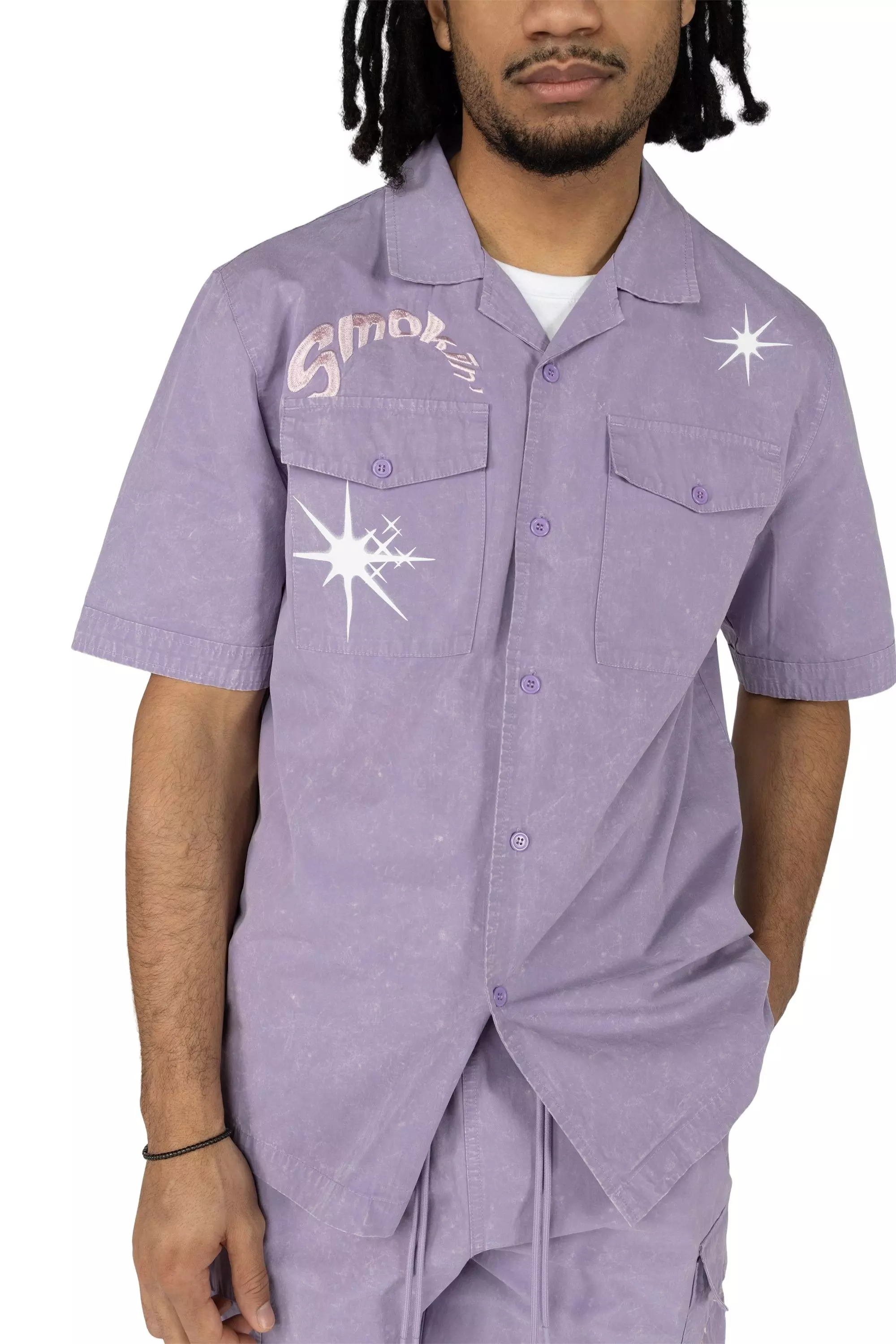 Smoke Rise Men's Boxy Grape Shirt - Paisley Purple - PURPLE