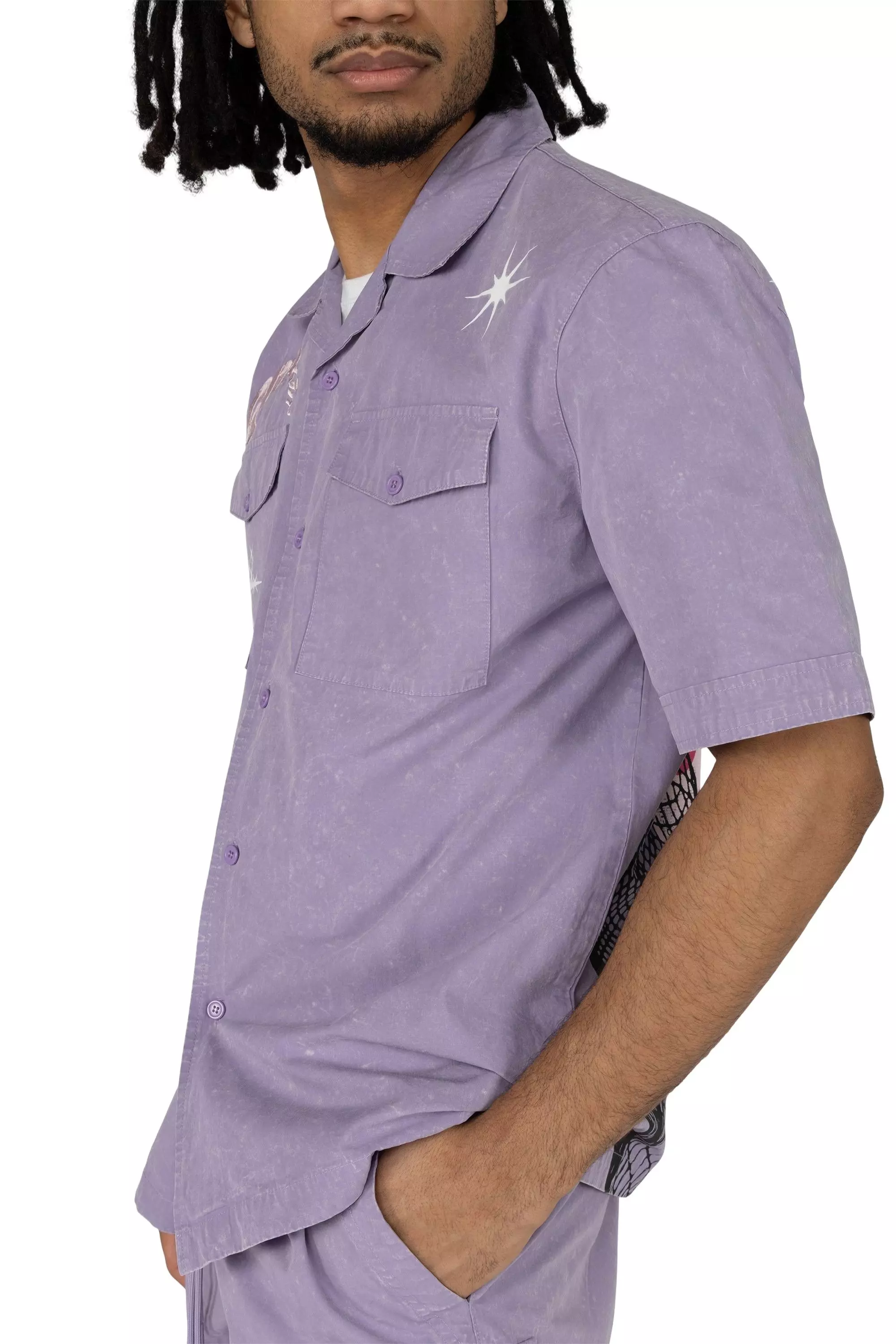 Smoke Rise Men's Boxy Grape Shirt - Paisley Purple - PURPLE