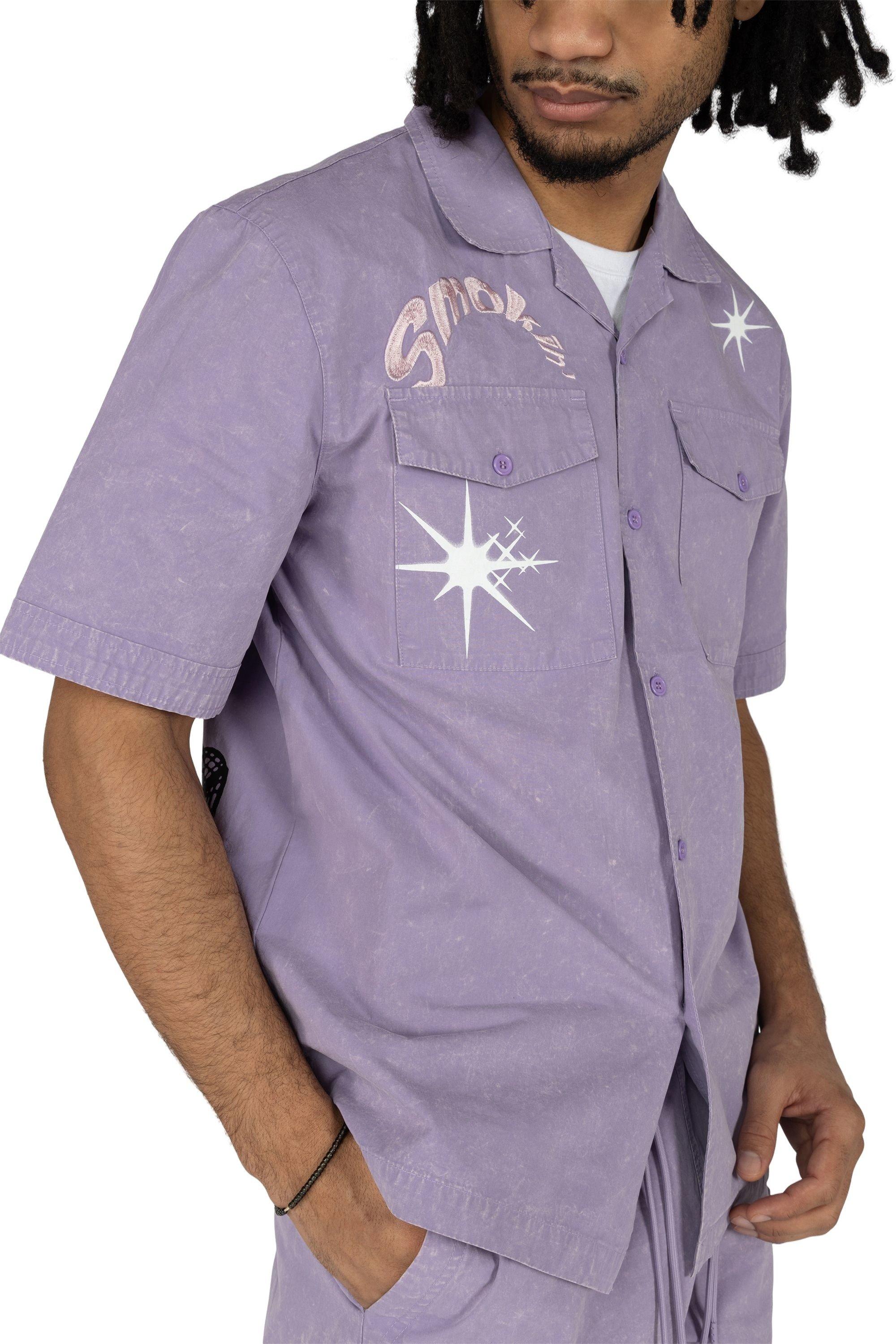 Smoke Rise Men's Boxy Grape Shirt - Paisley Purple - PURPLE Thumbnail View 7