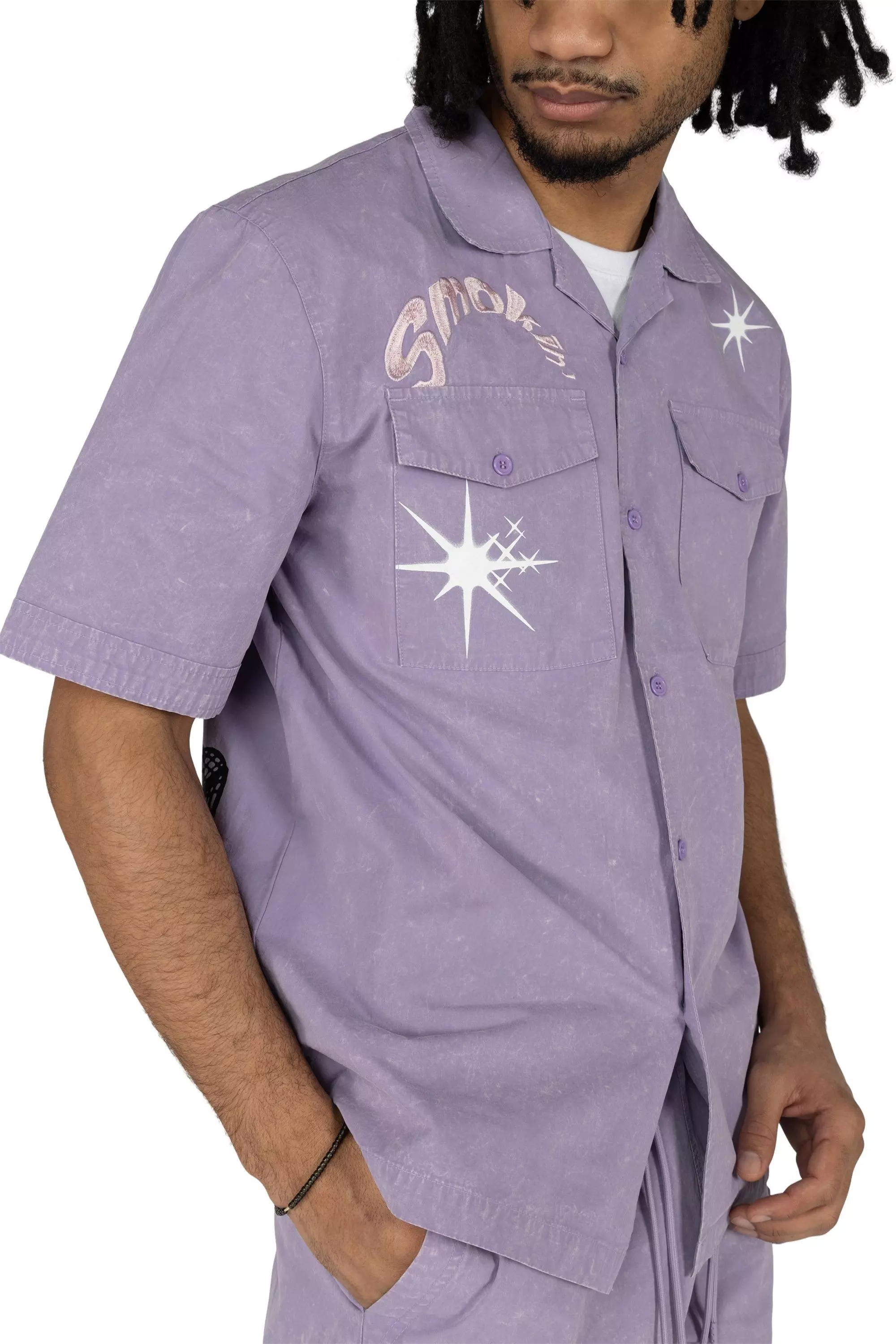 Smoke Rise Men's Boxy Grape Shirt - Paisley Purple - PURPLE