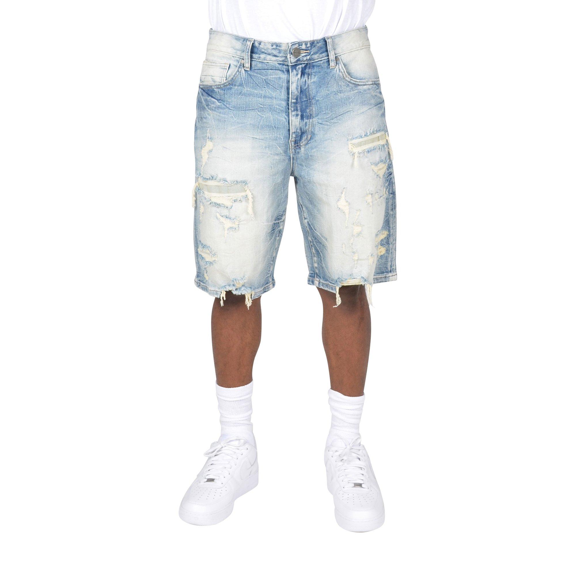 Smoke Rise Men's Comfort R-N-R Denim Shorts - Rhodes Blue - BLUE Thumbnail View 3