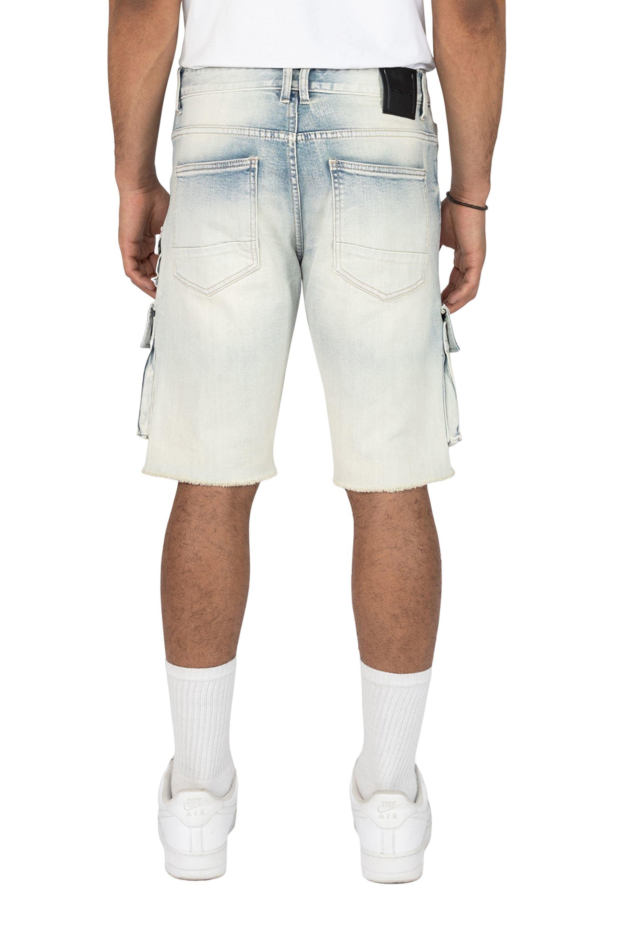 Smoke Rise Men's Ombre Blue Cargo Denim Shorts - BLUE Thumbnail View 2