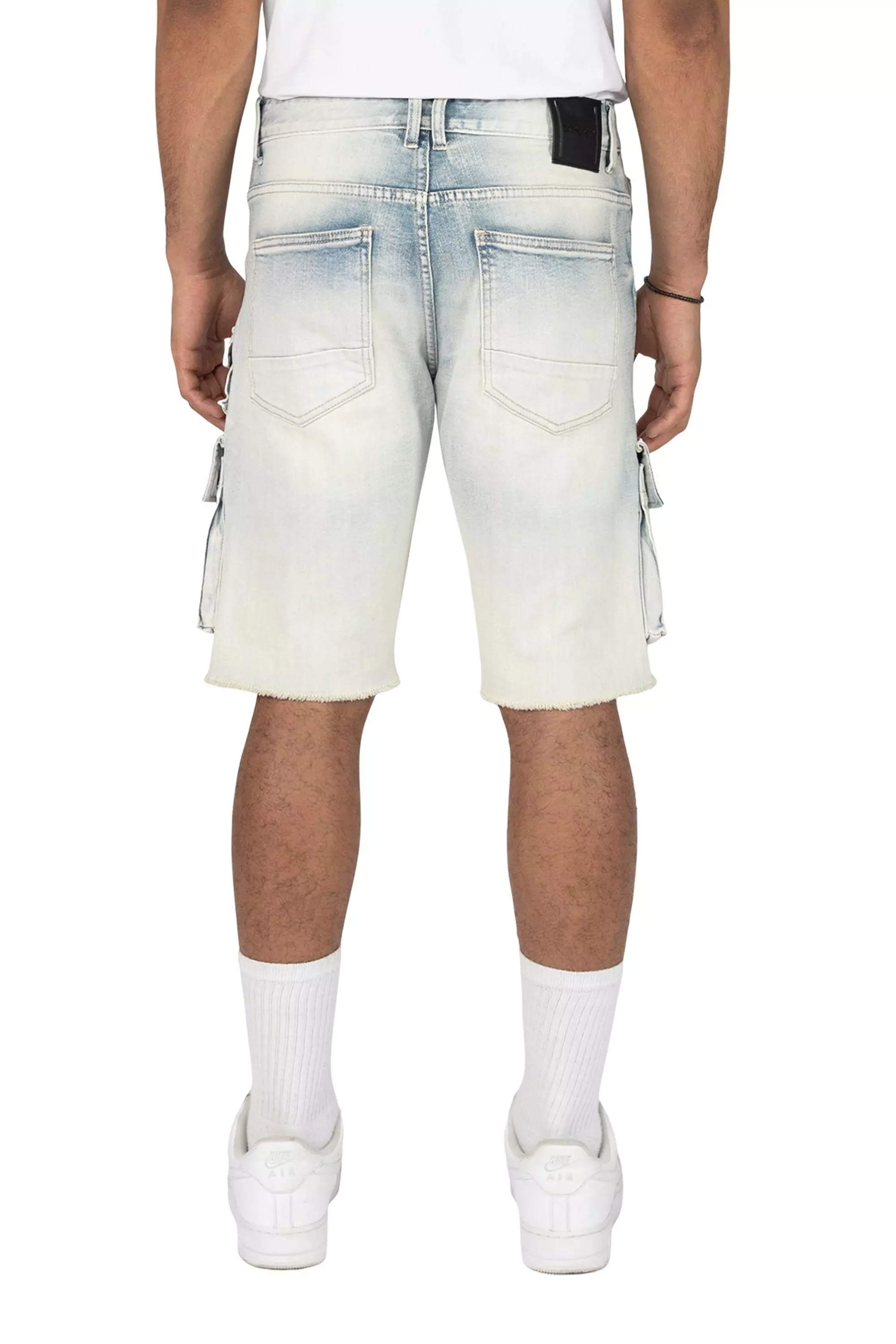 Smoke Rise Men's Ombre Blue Cargo Denim Shorts
