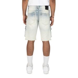 Smoke Rise Men's Ombre Blue Cargo Denim Shorts