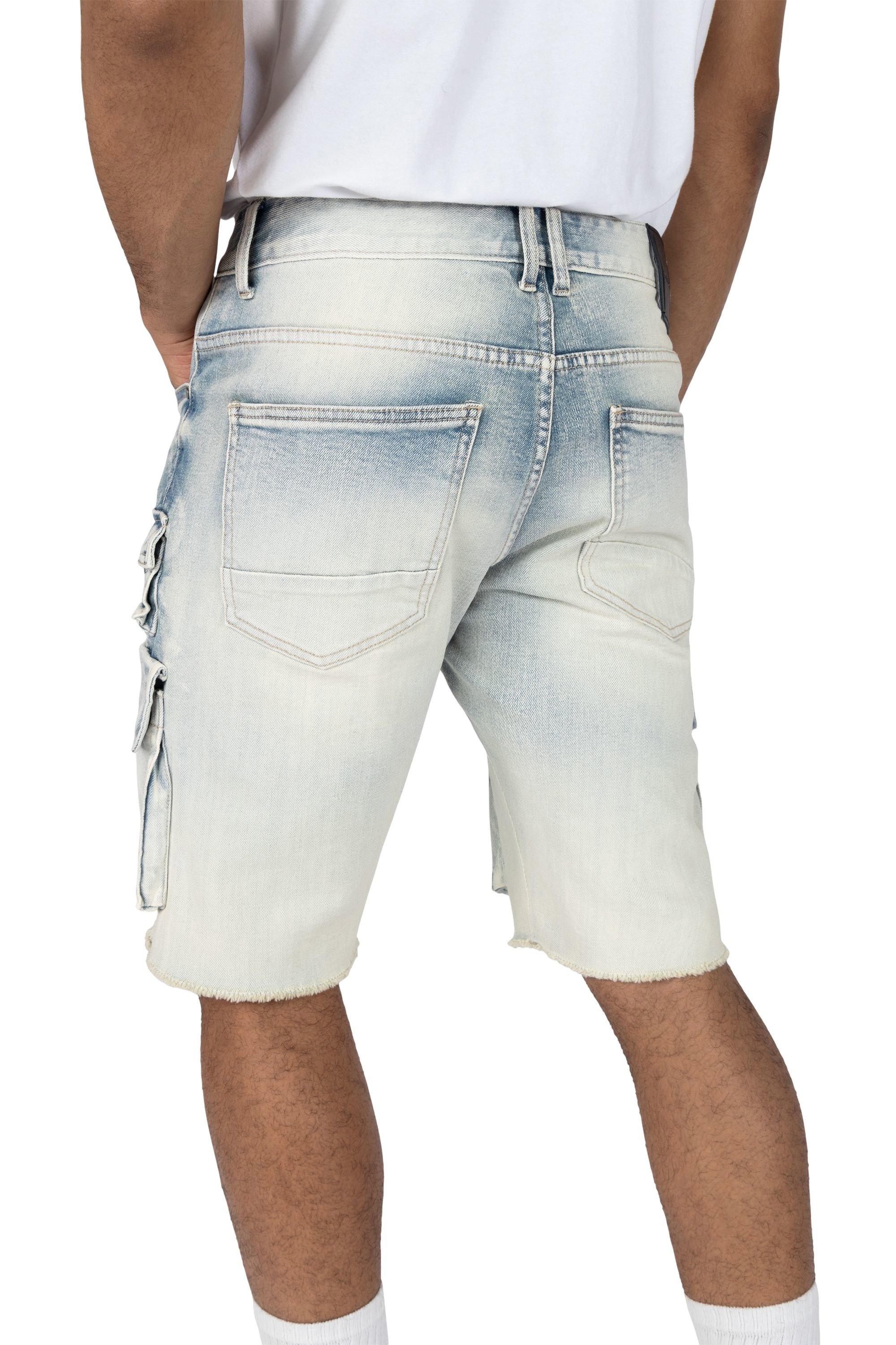 Smoke Rise Men's Ombre Blue Cargo Denim Shorts - BLUE Thumbnail View 9