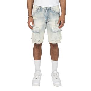 Smoke Rise Men's Ombre Blue Cargo Denim Shorts