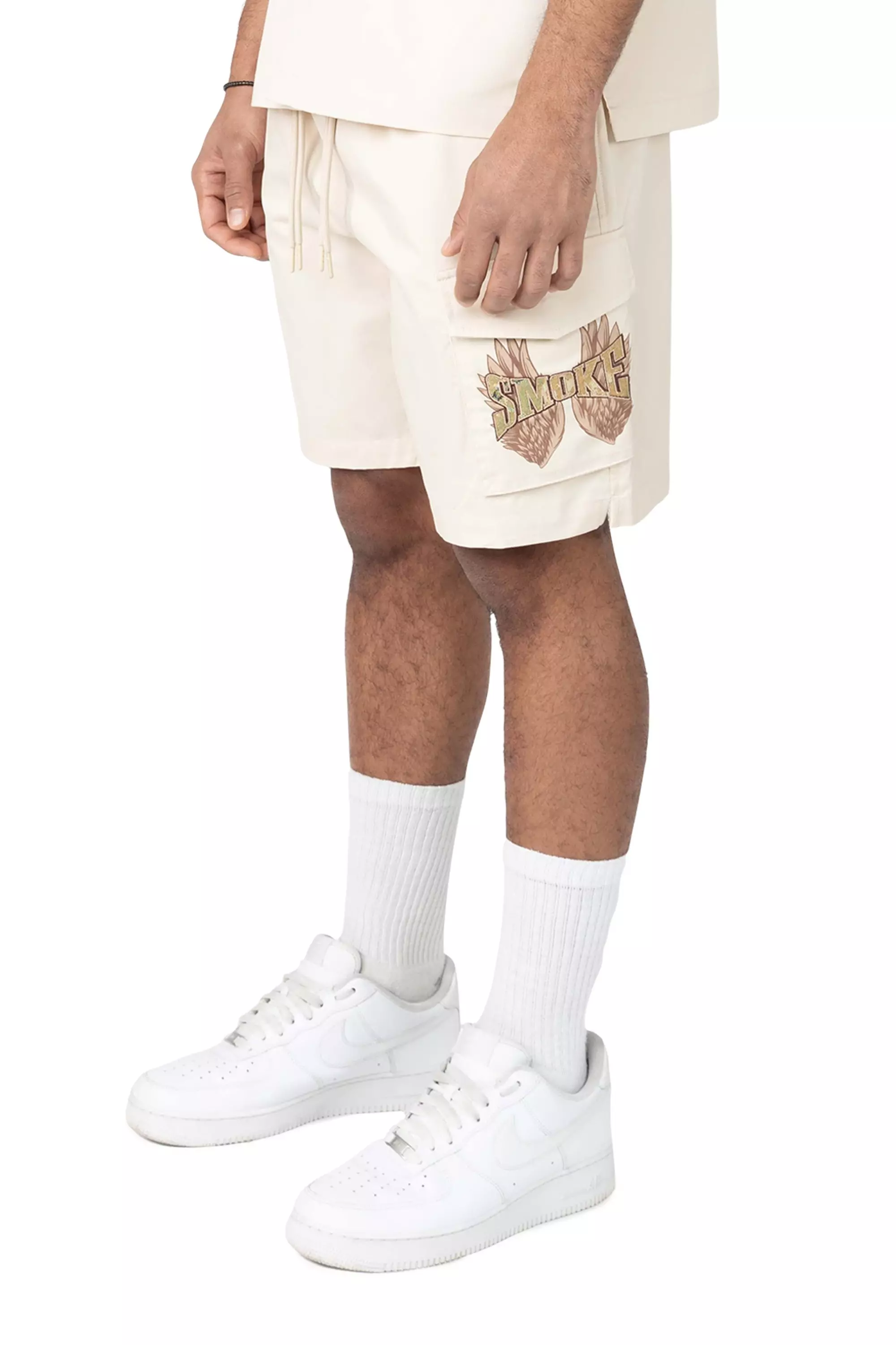 Smoke Rise Men's Lounge Tapestry Camo Shorts - Ecru - CREAM