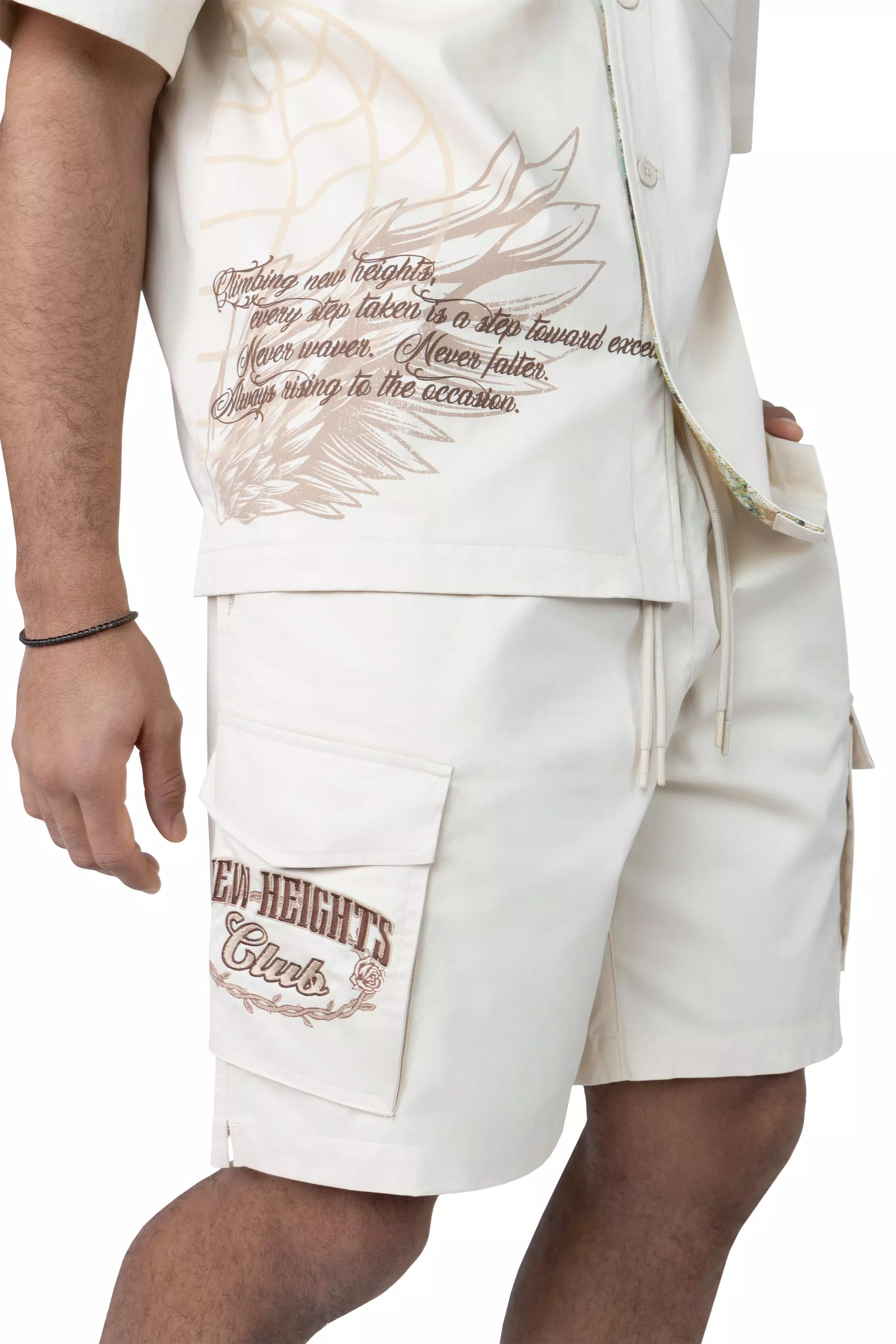 Smoke Rise Men's Lounge Tapestry Camo Shorts - Ecru - CREAM