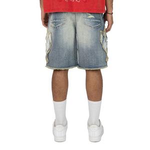 Smoke Rise Men's Comfort Fray Patched Denim Shorts - Rhodes Blue