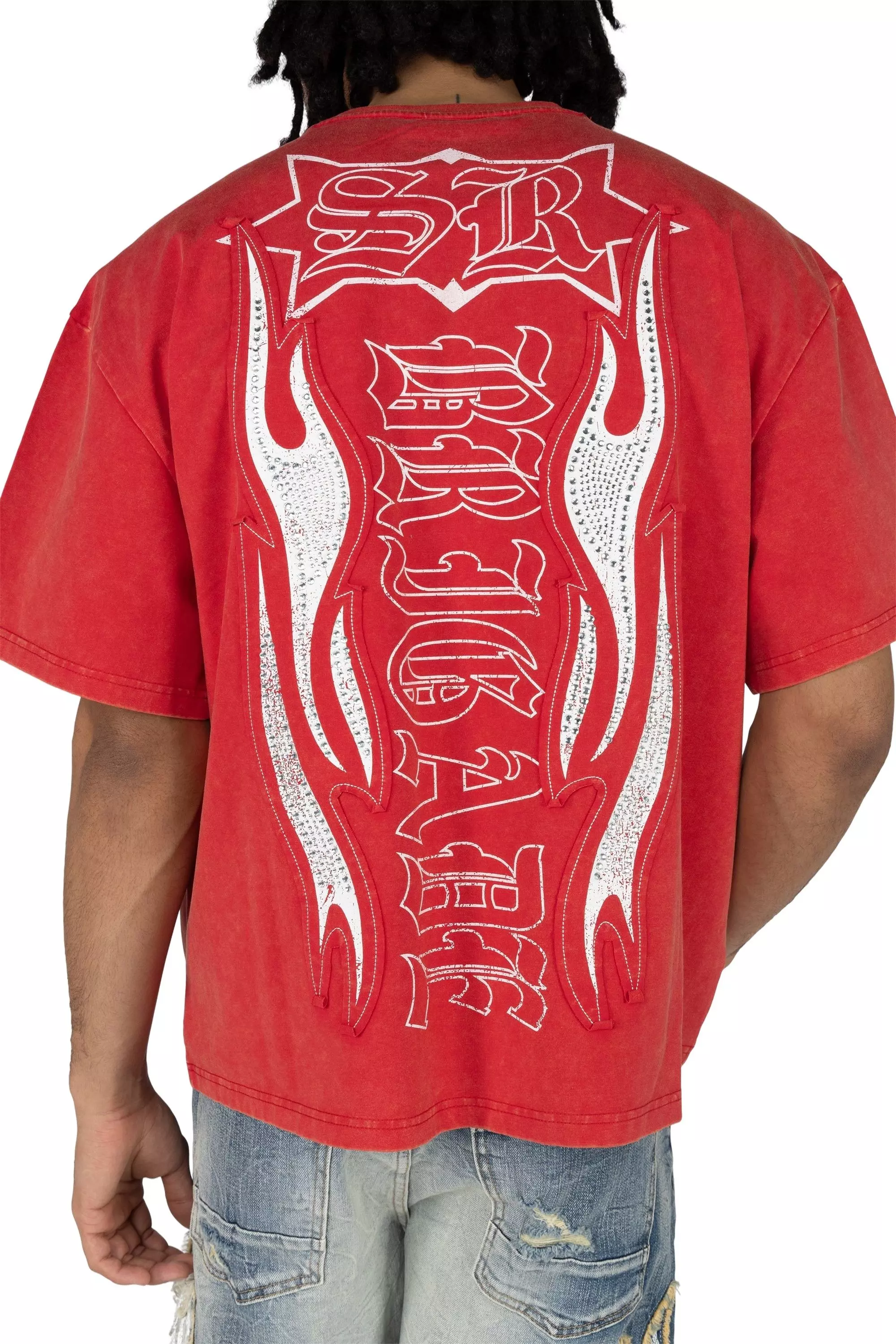 Smoke Rise Men's Wide Crop Eagle Tee - Red - RED