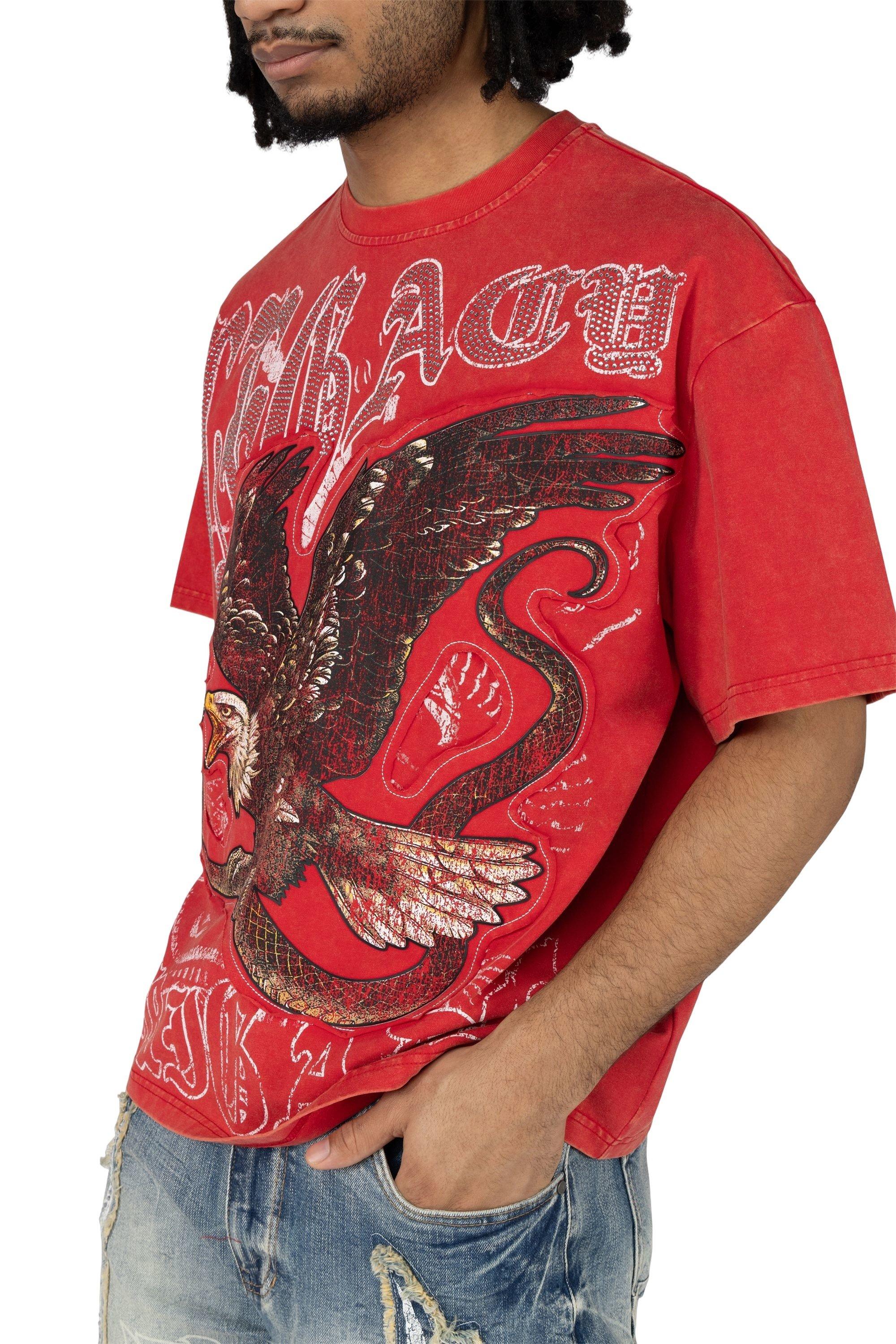 Smoke Rise Men's Wide Crop Eagle Tee - Red - RED Thumbnail View 3