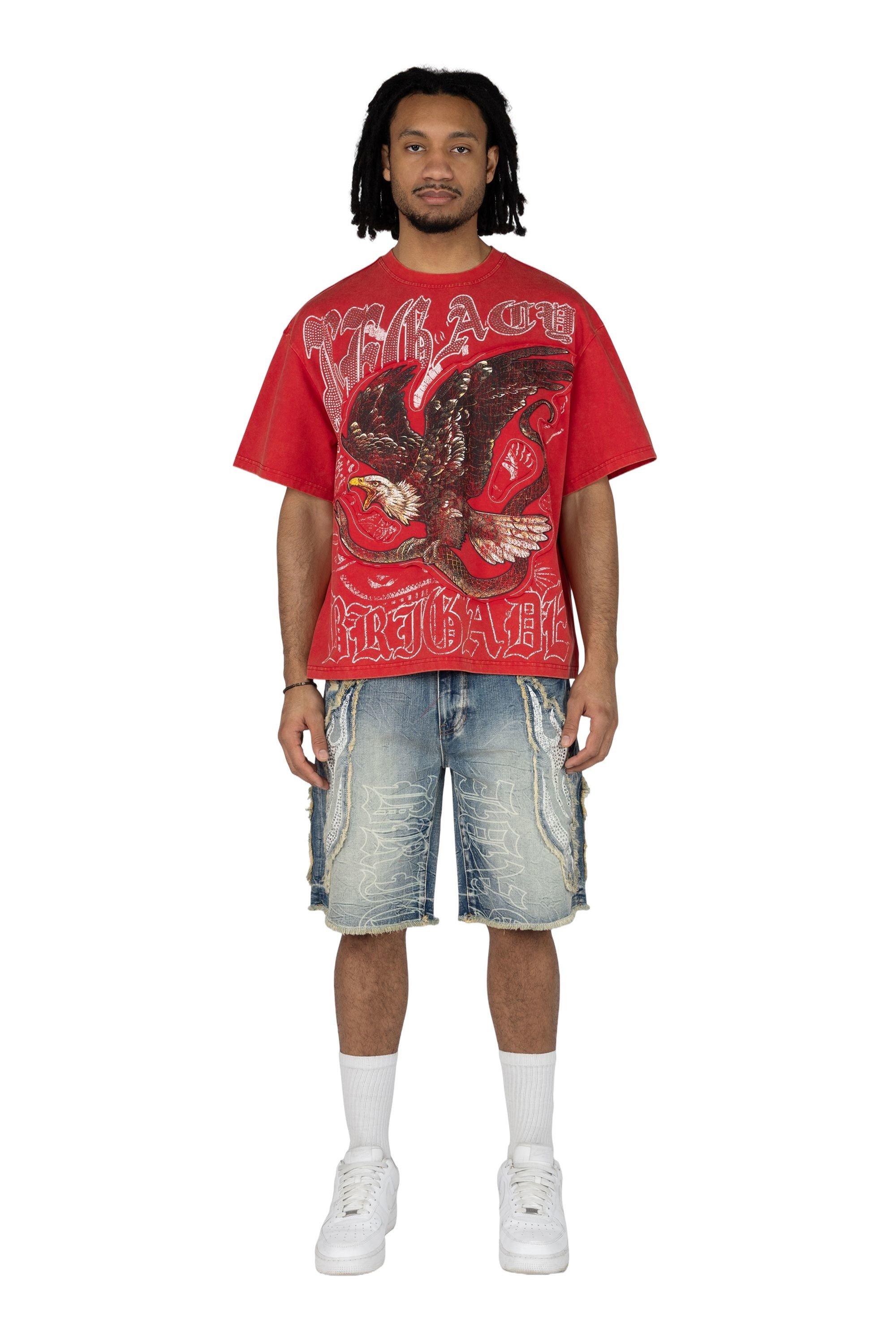 Smoke Rise Men's Wide Crop Eagle Tee - Red - RED Thumbnail View 4