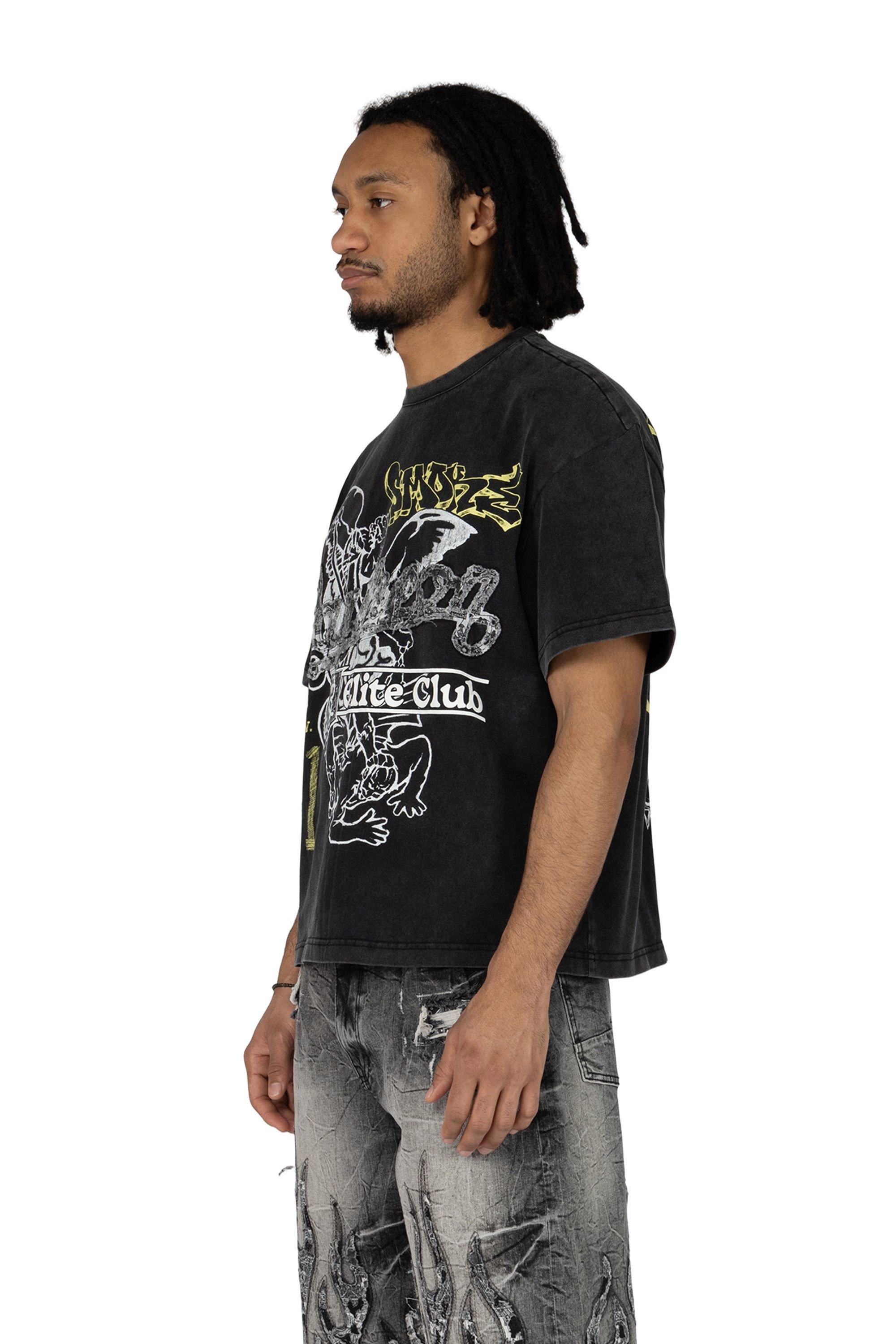 Smoke Rise Men's Wide Crop Pantheon Tee - Black - BLACK Thumbnail View 3