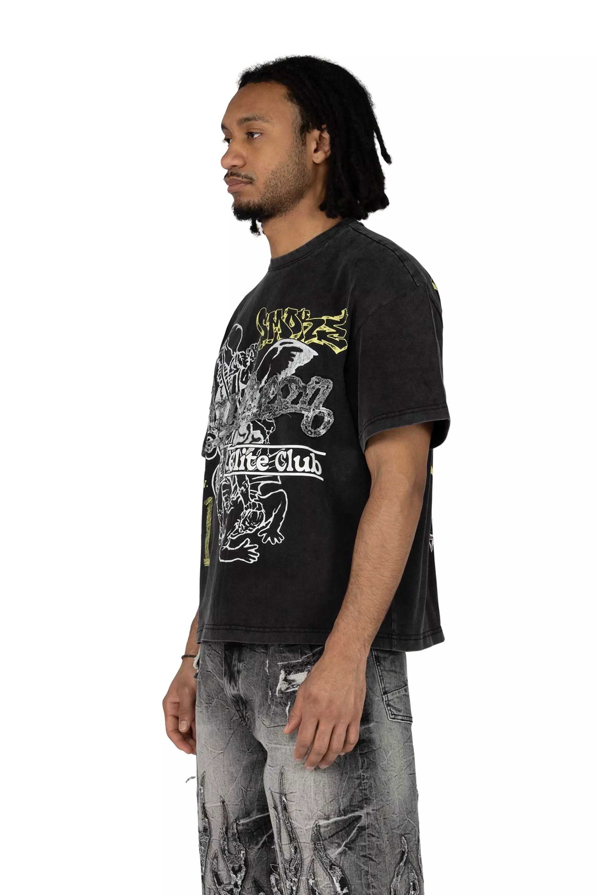 Smoke Rise Men's Wide Crop Pantheon Tee - Black