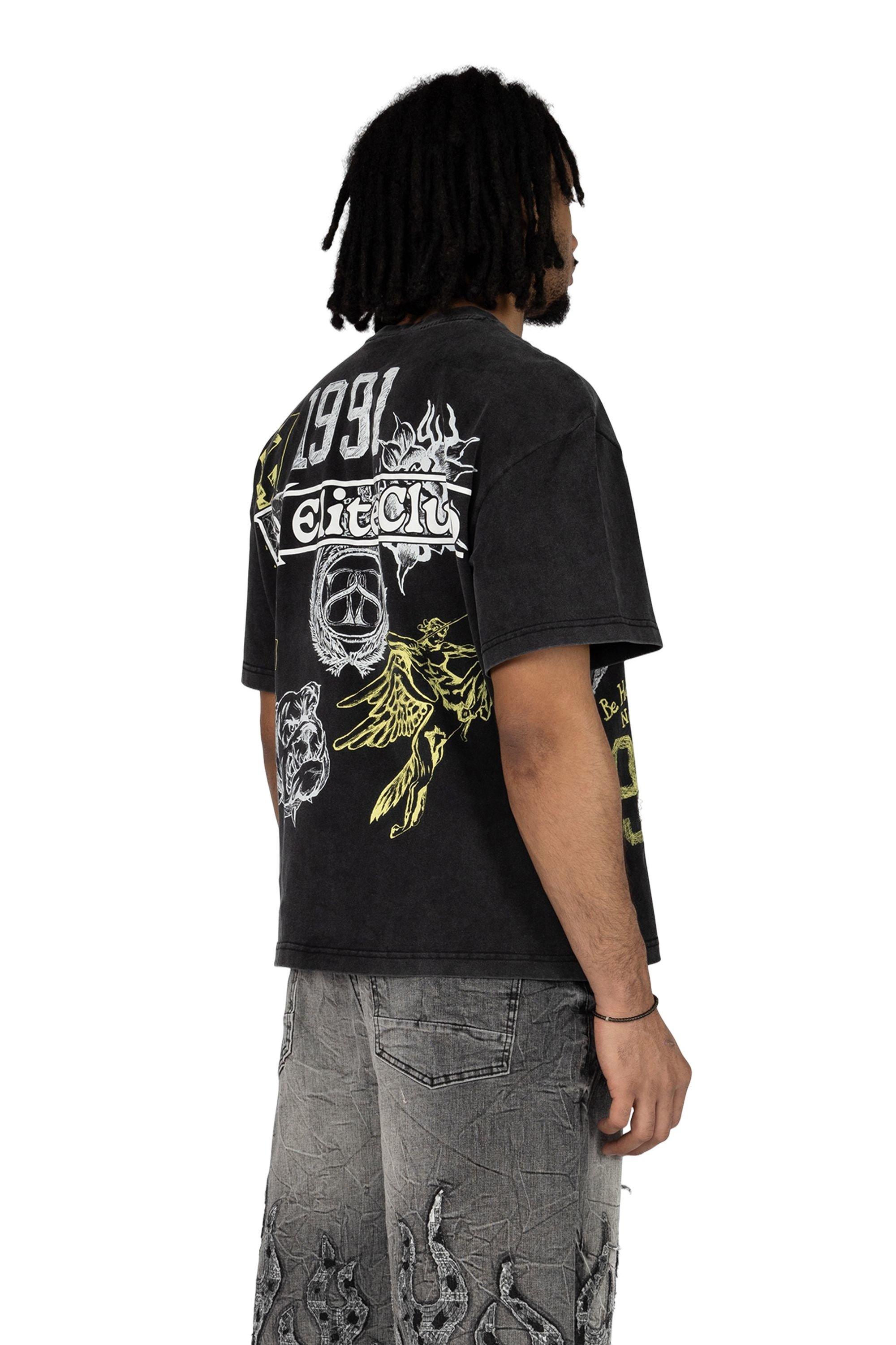 Smoke Rise Men's Wide Crop Pantheon Tee - Black - BLACK Thumbnail View 4