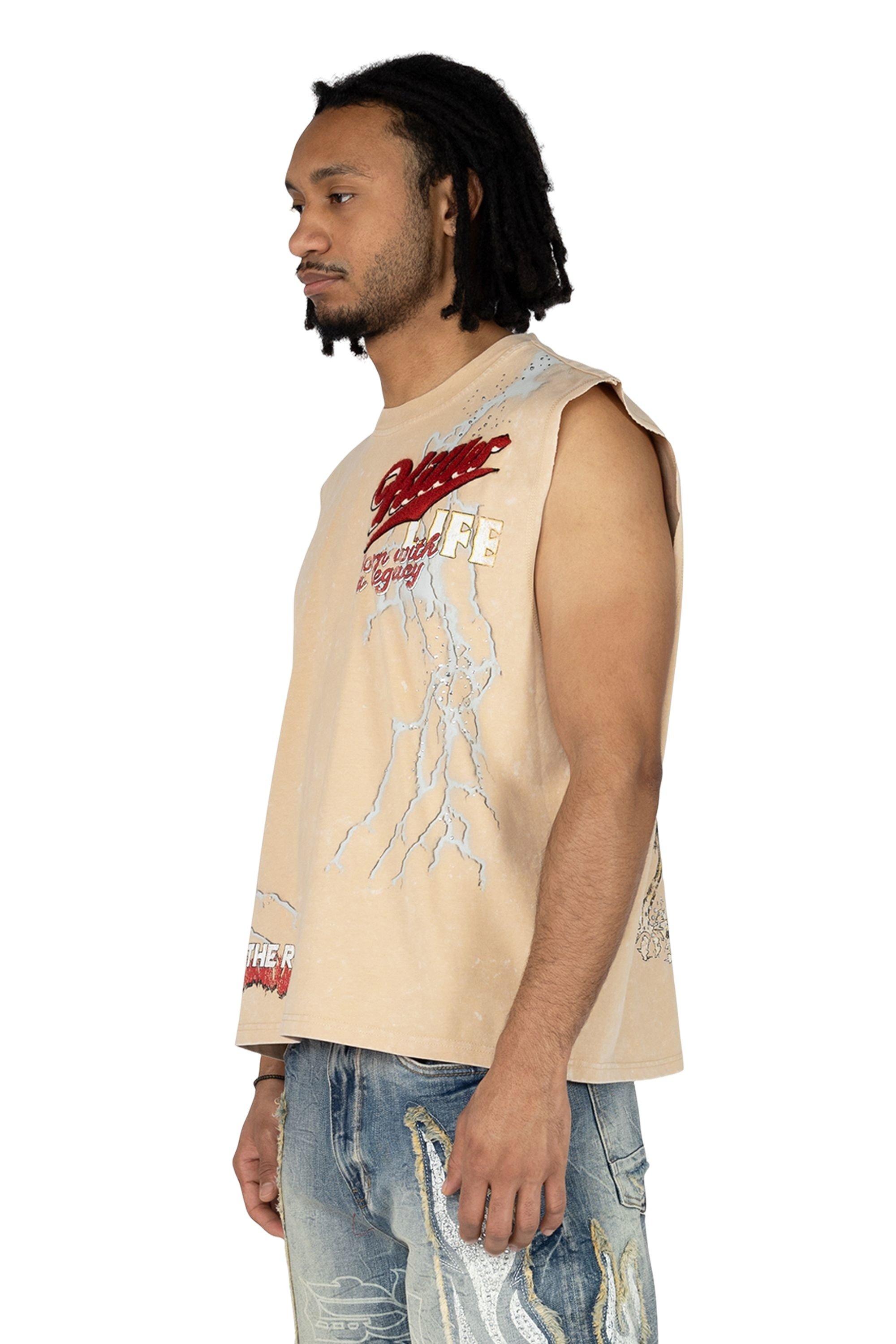 Smoke Rise Men's Crop Muscle Killer Tank - Clay - TAN Thumbnail View 3