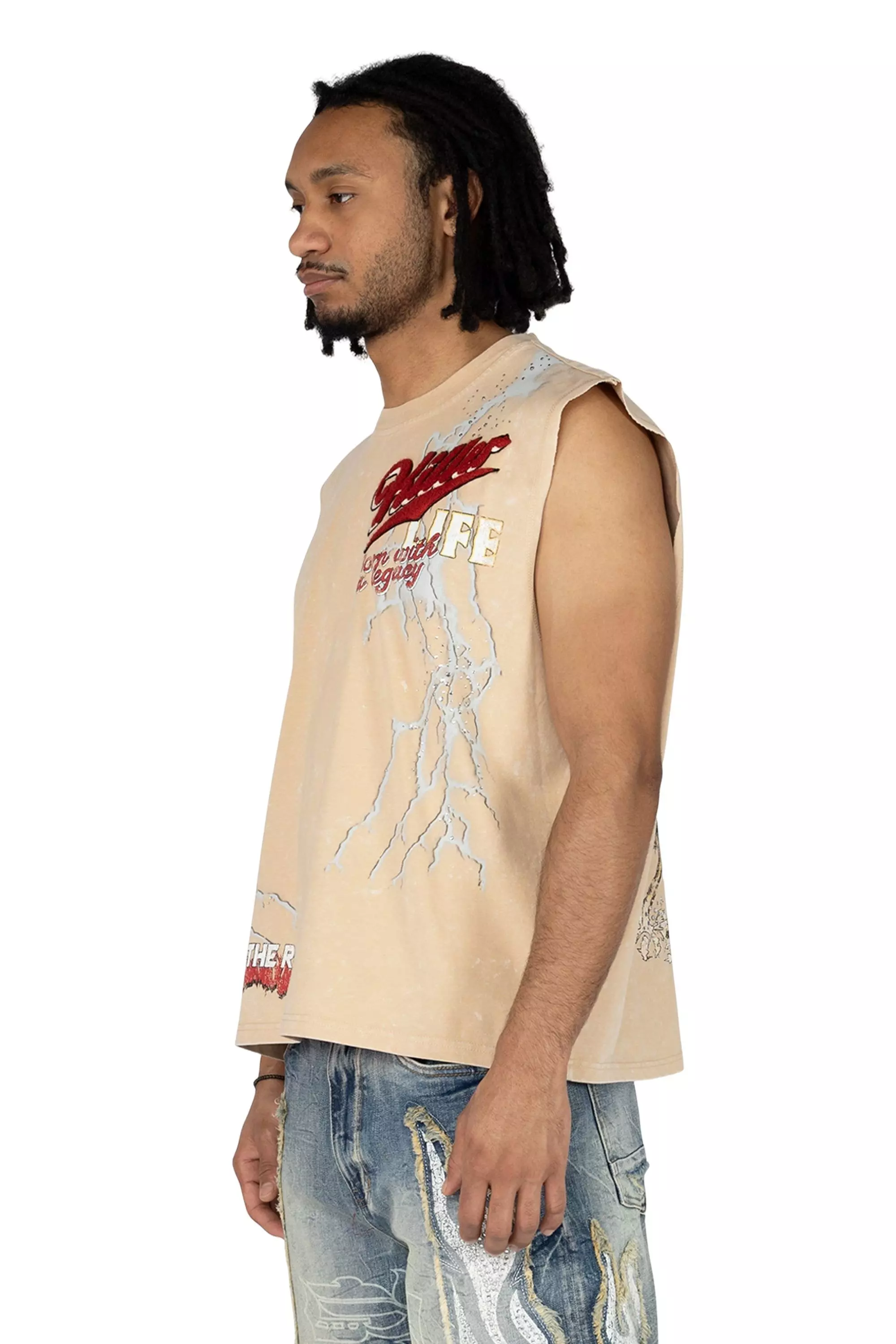 Smoke Rise Men's Crop Muscle Killer Tank - Clay - TAN