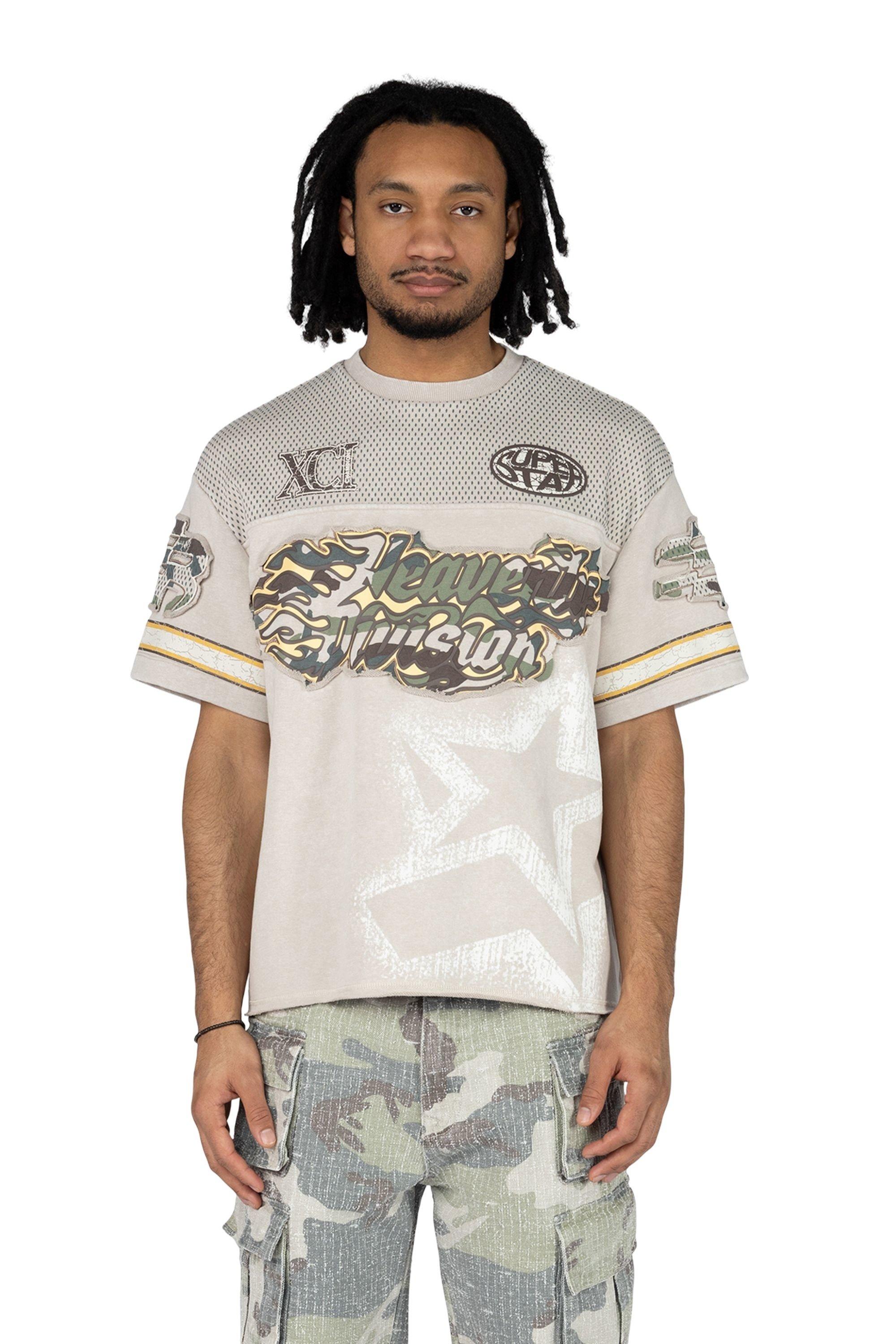 Smoke Rise Men's Wide Crop Heavenly Divine Knit Tee - Pewter Grey - GREY Thumbnail View 1