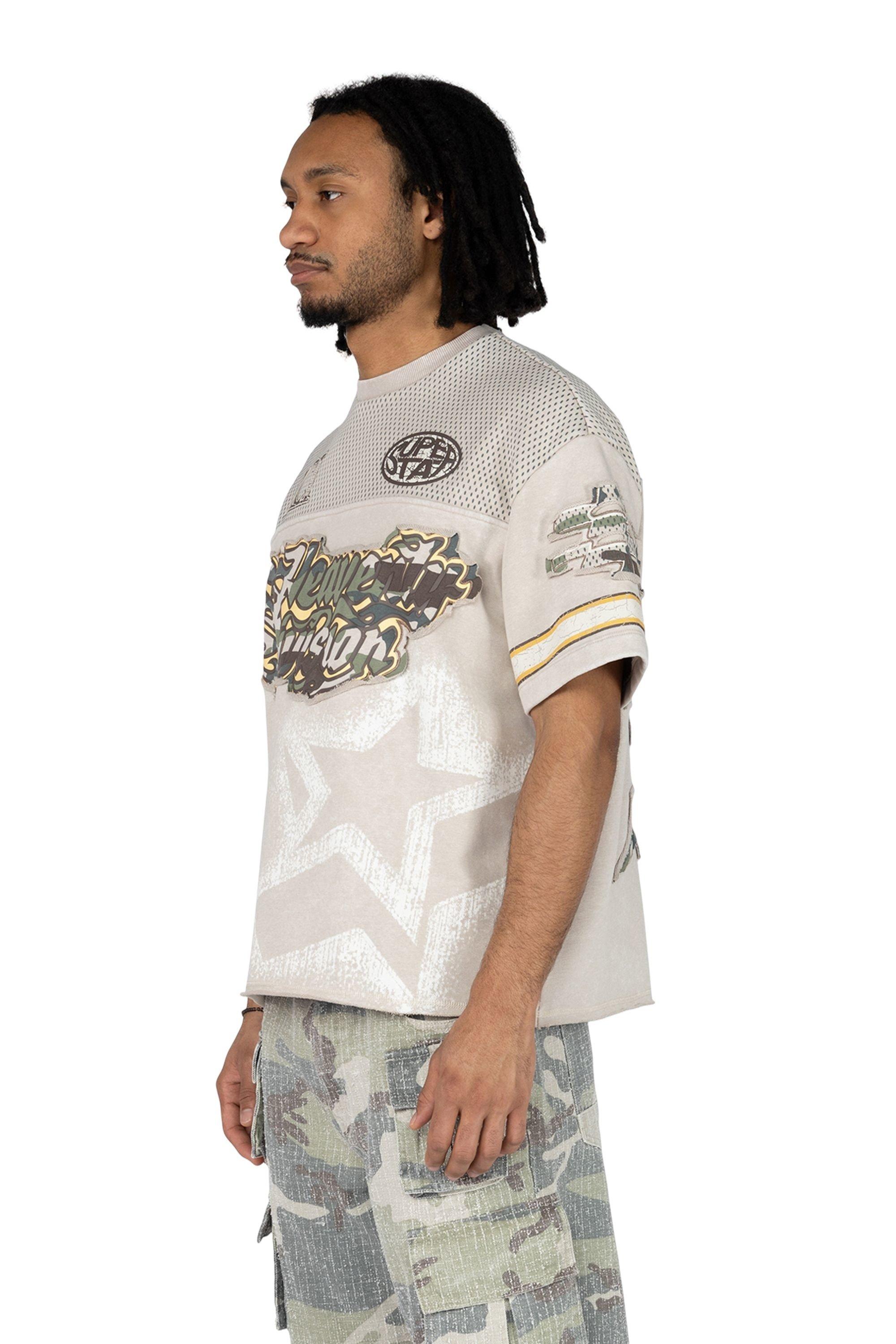 Smoke Rise Men's Wide Crop Heavenly Divine Knit Tee - Pewter Grey - GREY Thumbnail View 3