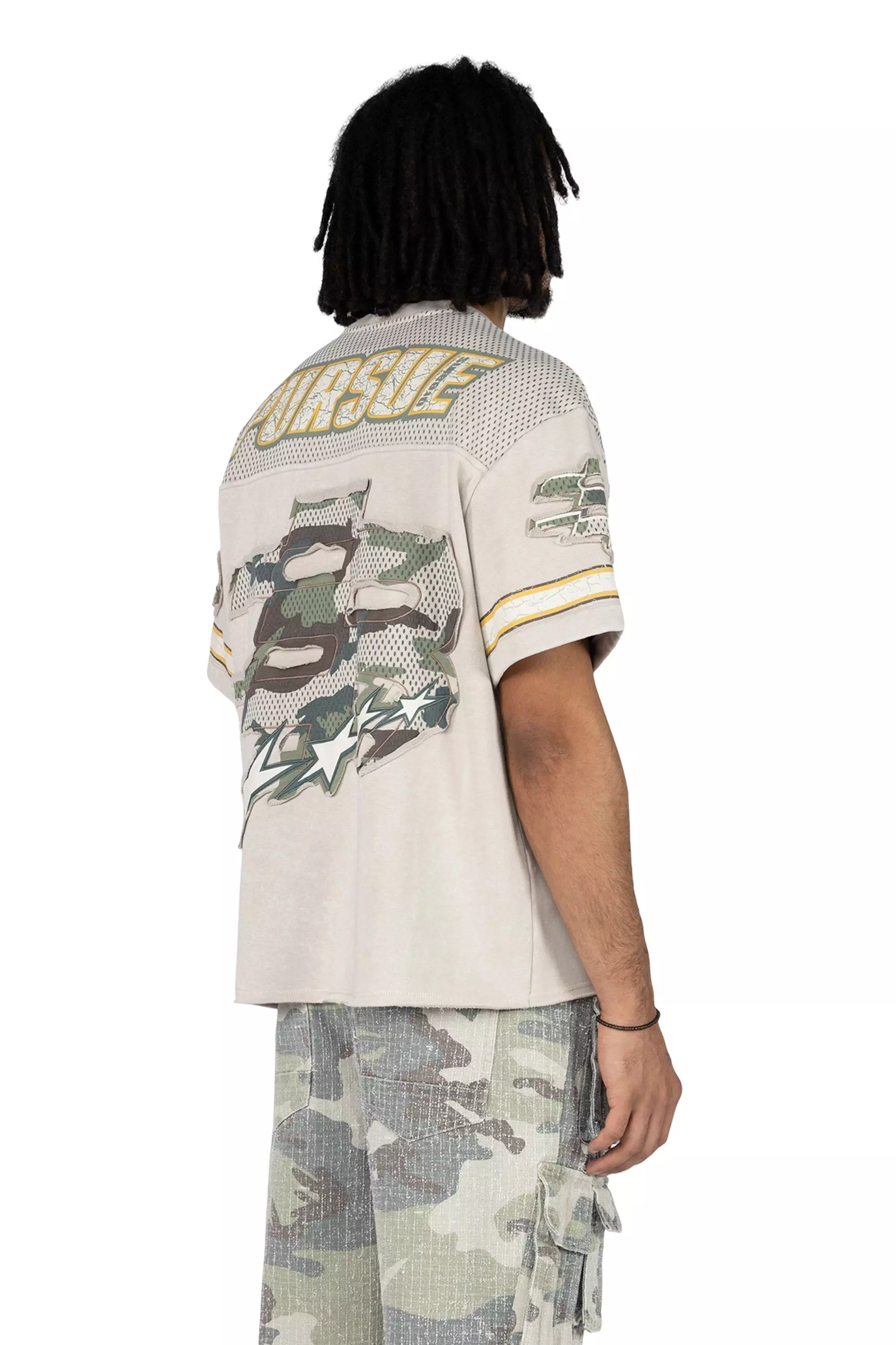 Smoke Rise Men's Wide Crop Heavenly Divine Knit Tee - Pewter Grey - GREY