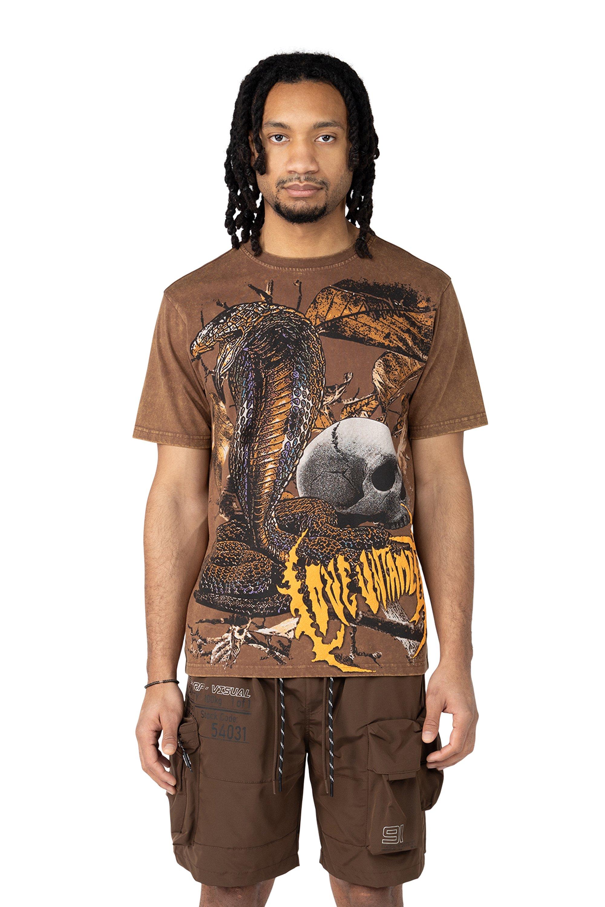Smoke Rise Men's Snake Skull Tee - Carafe - BROWN Thumbnail View 1