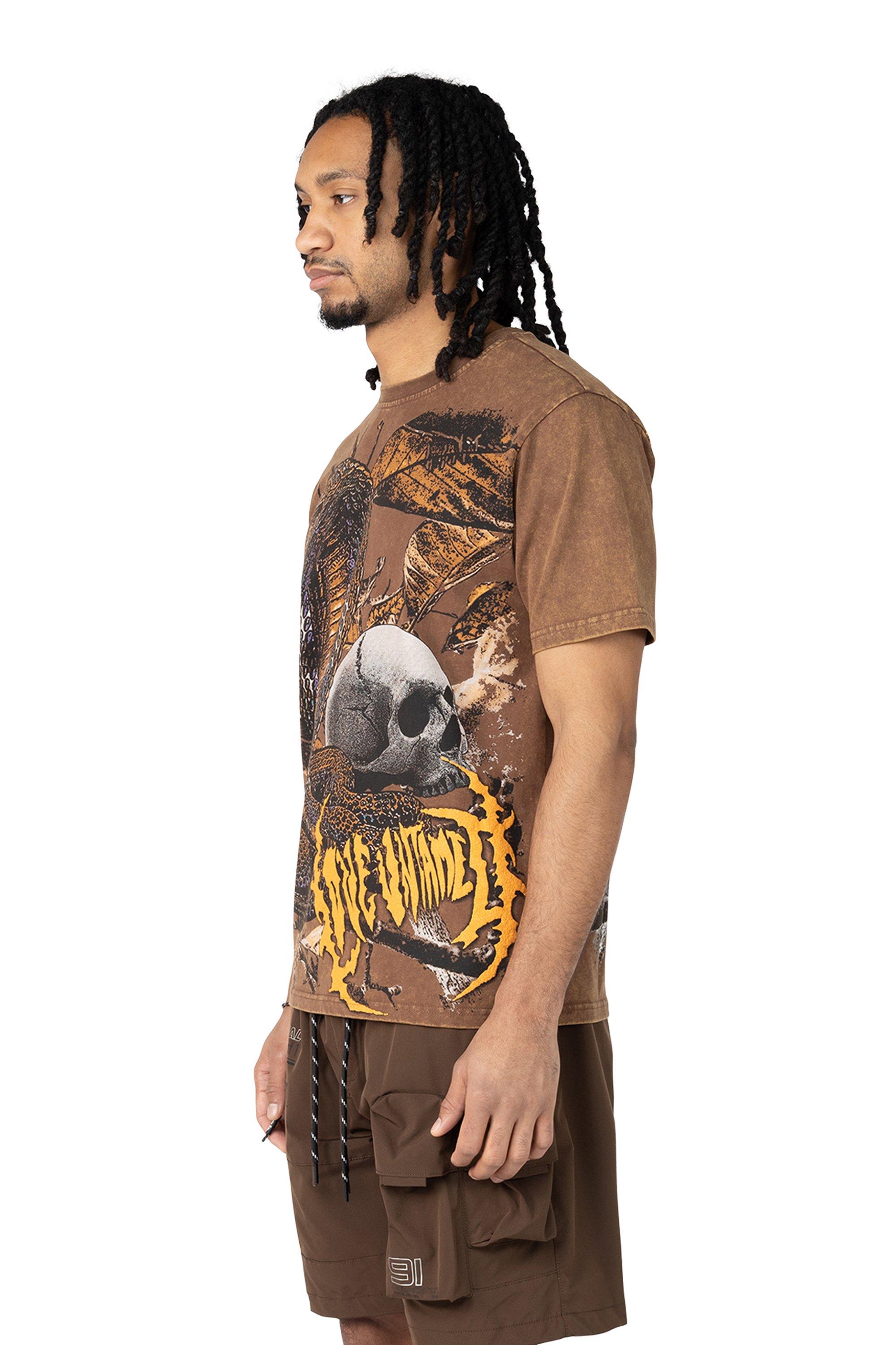 Smoke Rise Men's Snake Skull Tee - Carafe - BROWN Thumbnail View 3