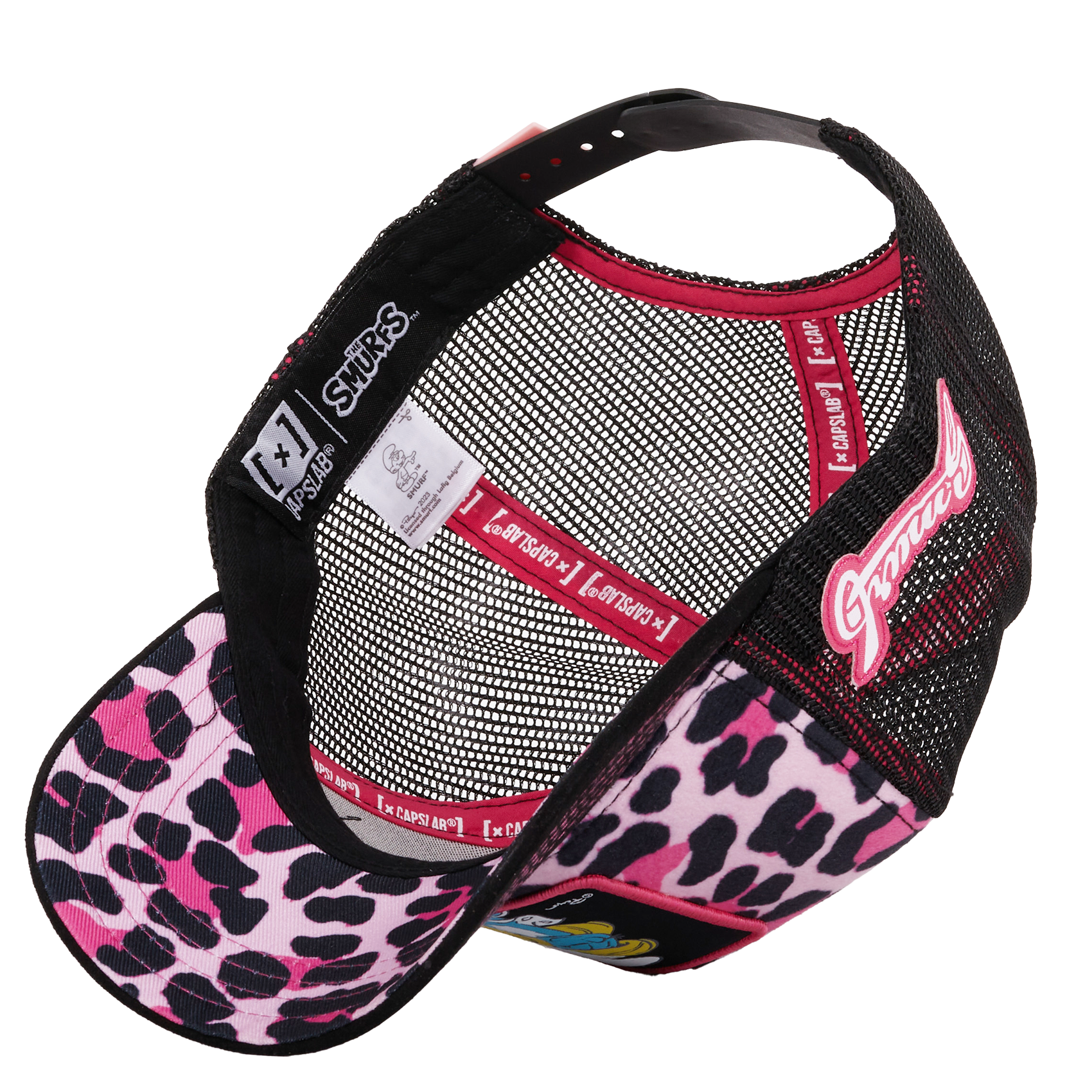 Capslab Smurfs Pink Cheetah Trucker Snapback Hat-Pink/Black - PINK/BLACK Thumbnail View 4