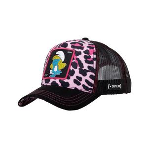 Capslab Smurfs Pink Cheetah Trucker Snapback Hat-Pink/Black