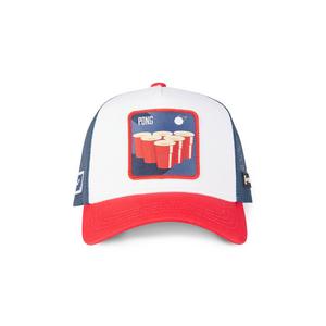 Capslab Cocktail Beer Pong Trucker Snapback Hat-White/Red/Blue