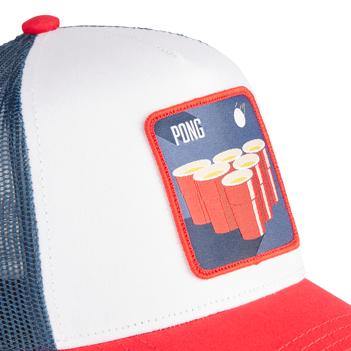 Capslab Cocktail Beer Pong Trucker Snapback Hat-White/Red/Blue - WHITE/RED/BLUE Thumbnail View 5