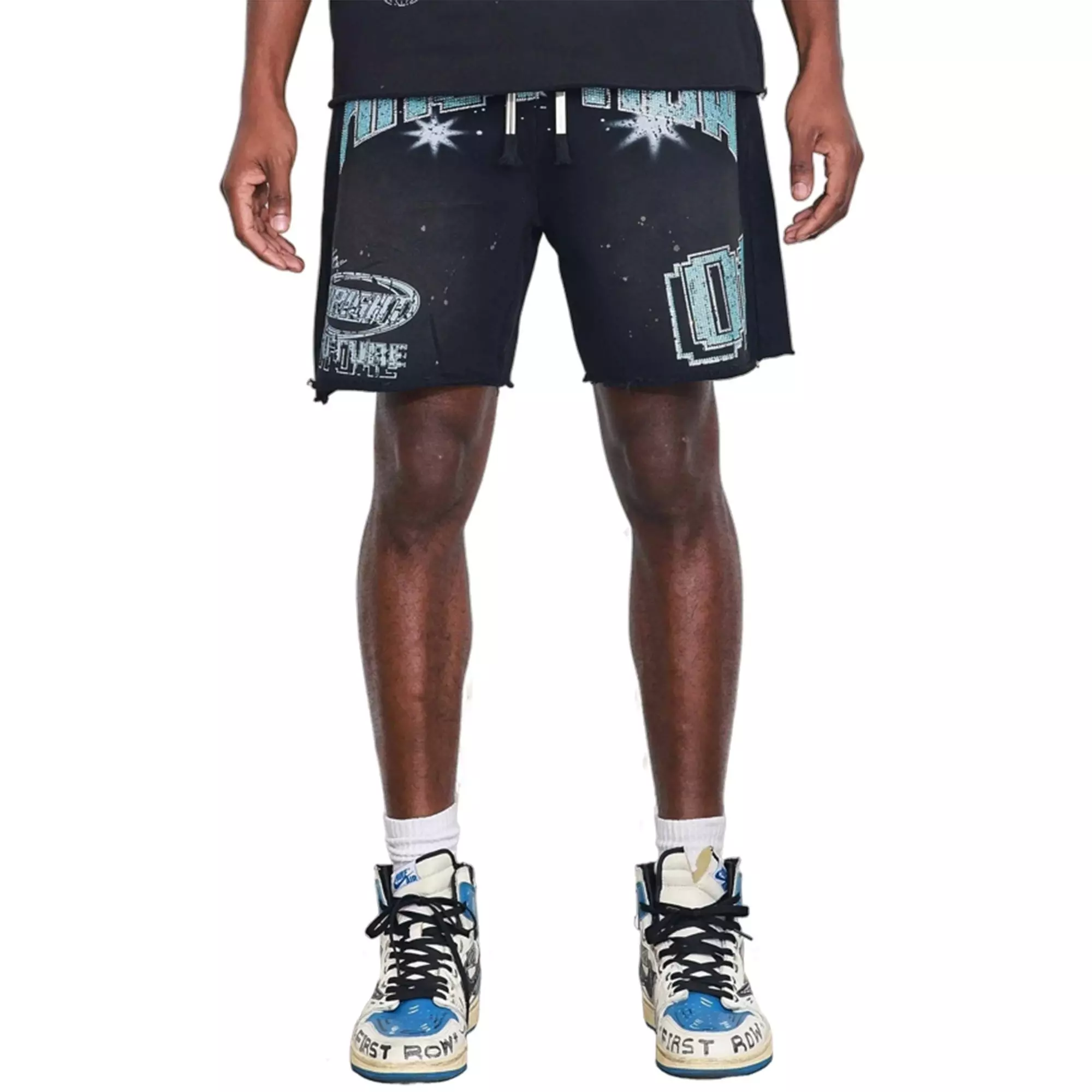 First Row Men's Washed Bright Future Shorts - Black - BLACK