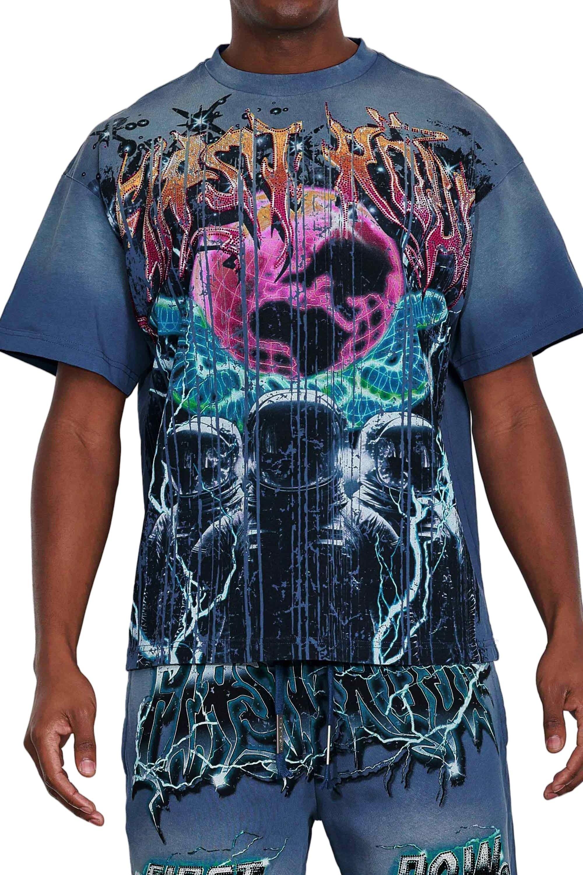 First Row Men's World In Hands Stones Tee - Cool Grey - GREY Thumbnail View 1