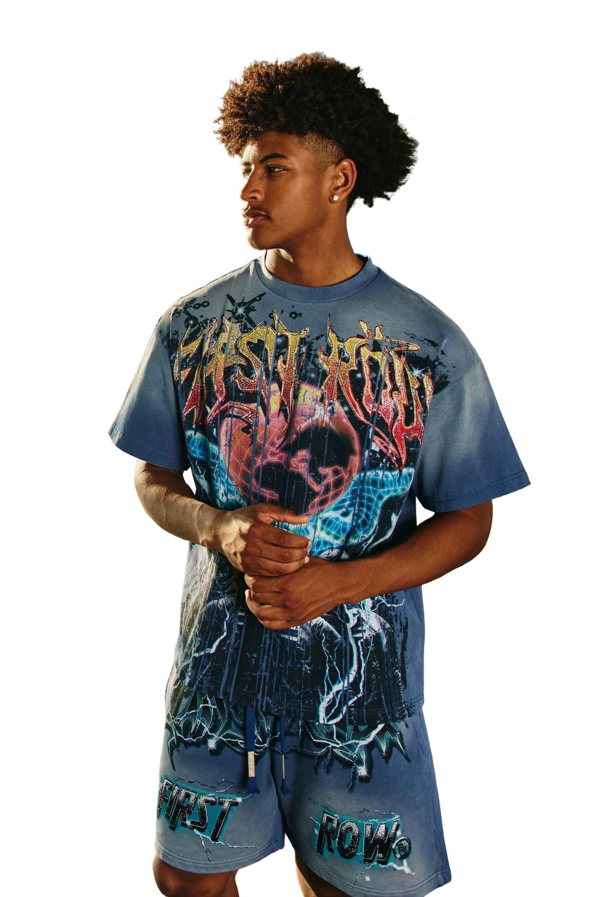 First Row Men's World In Hands Stones Tee - Cool Grey - GREY Thumbnail View 3