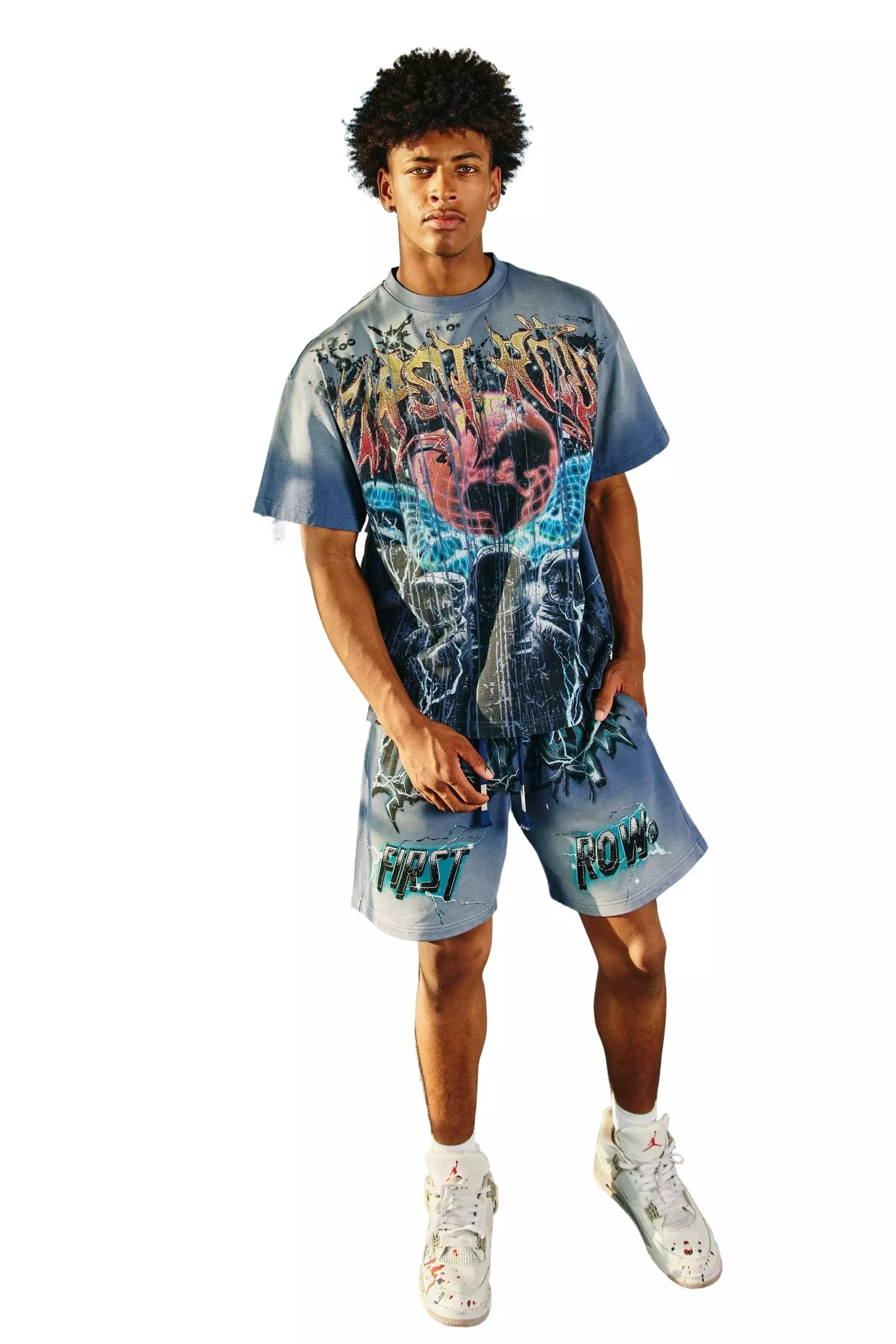 First Row Men's World In Hands Stones Tee - Cool Grey - GREY
