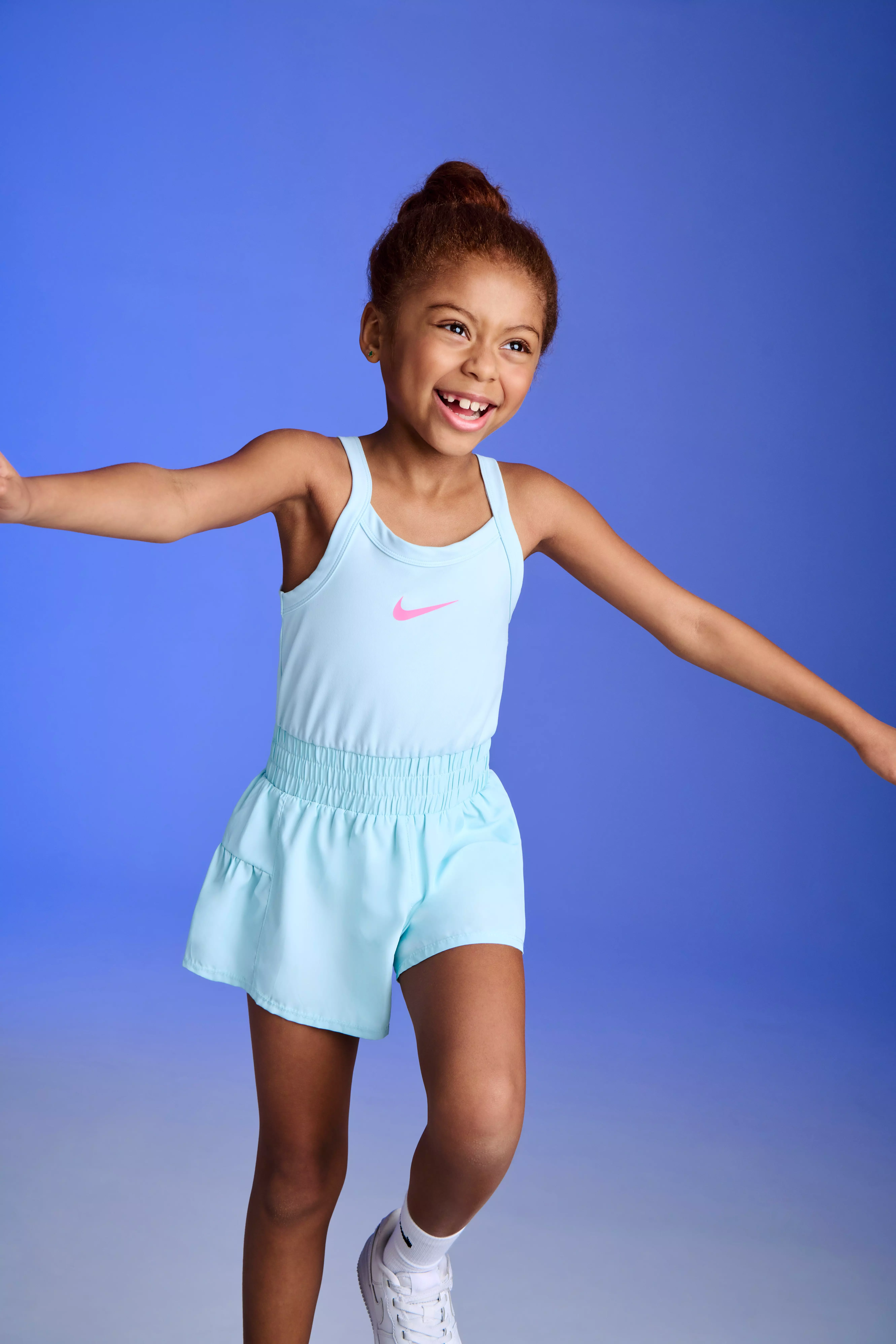 Nike Little ​Girls' Sunny Swoosh Runsie Romper - BLUE