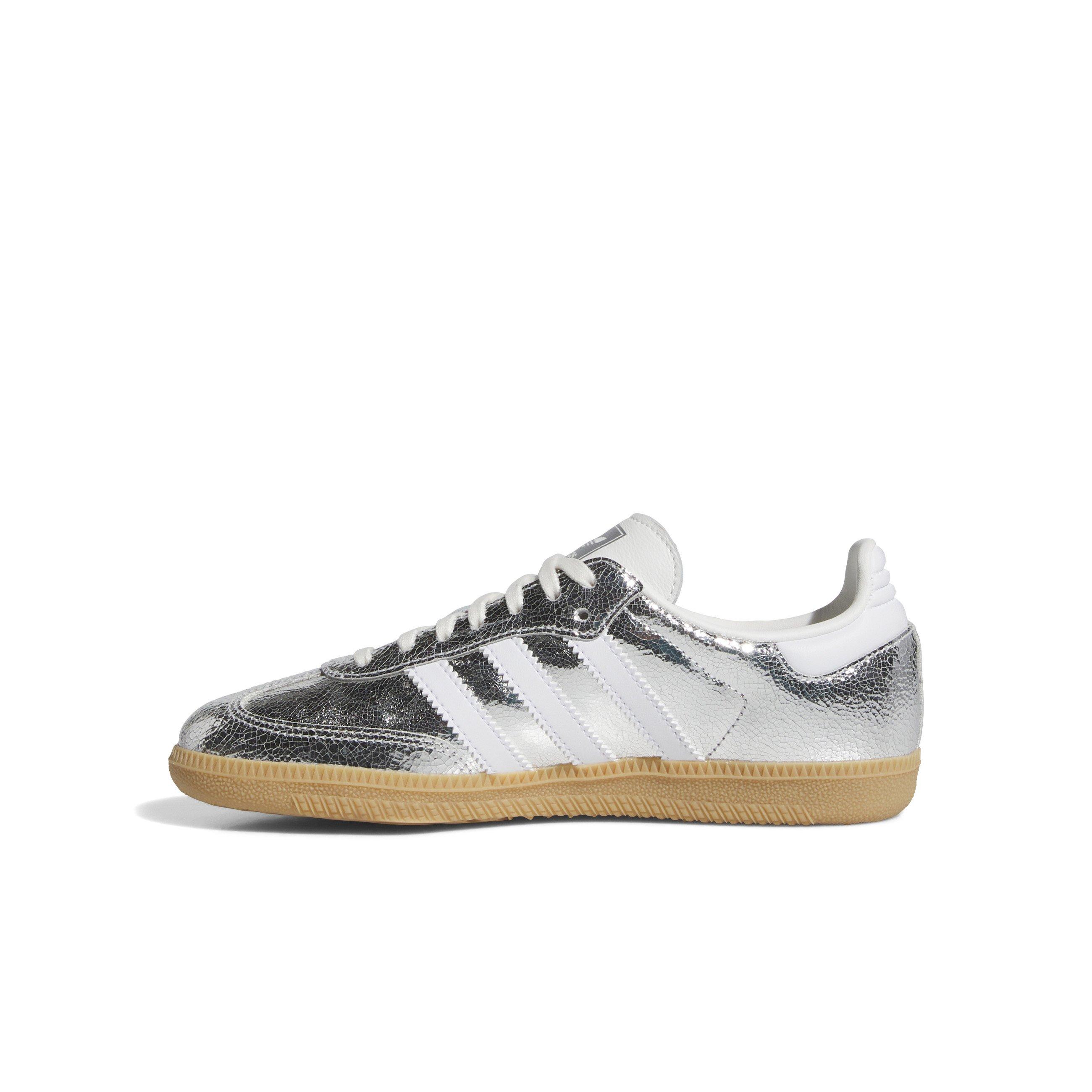 adidas Originals Samba OG Grade School Girls' "Silver Metallic/Core White" Shoe