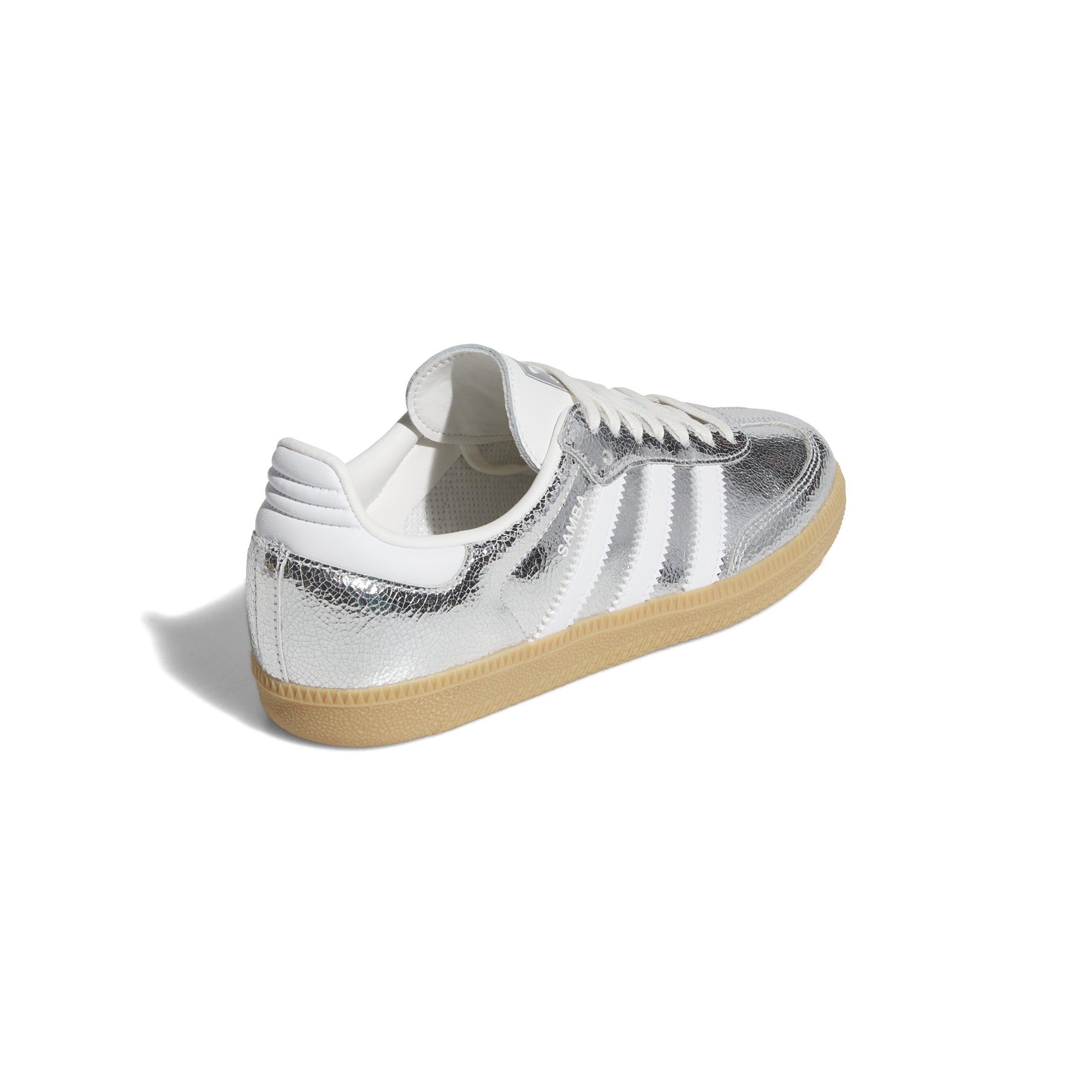 adidas Originals Samba OG Grade School Girls' "Silver Metallic/Core White" Shoe