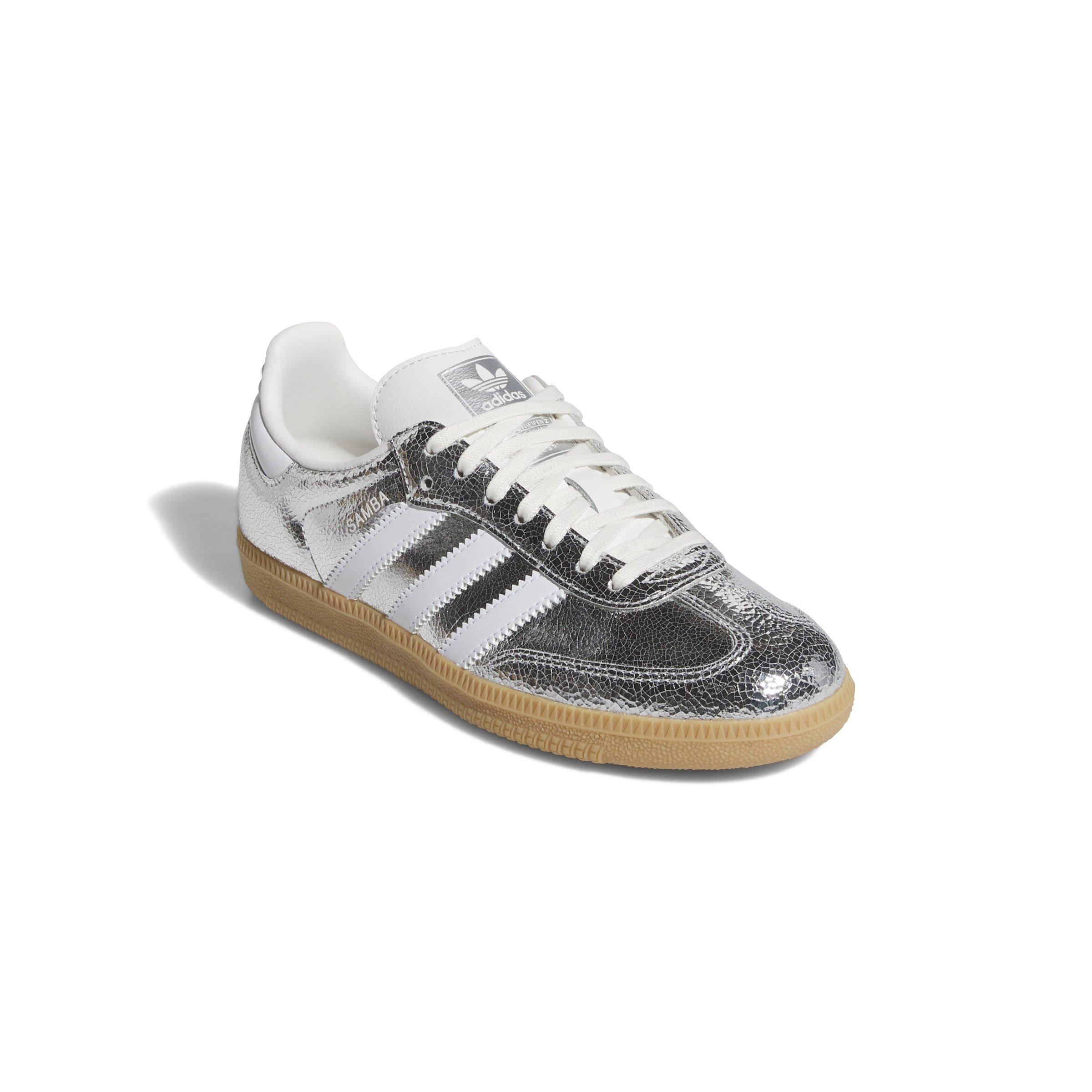 adidas Originals Samba OG Grade School Girls' "Silver Metallic/Core White" Shoe