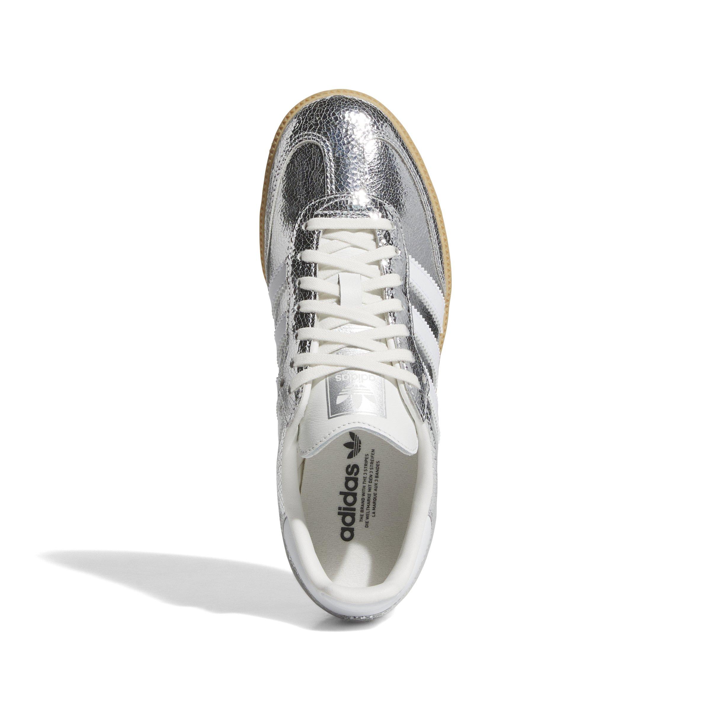 adidas Originals Samba OG Grade School Girls' "Silver Metallic/Core White" Shoe
