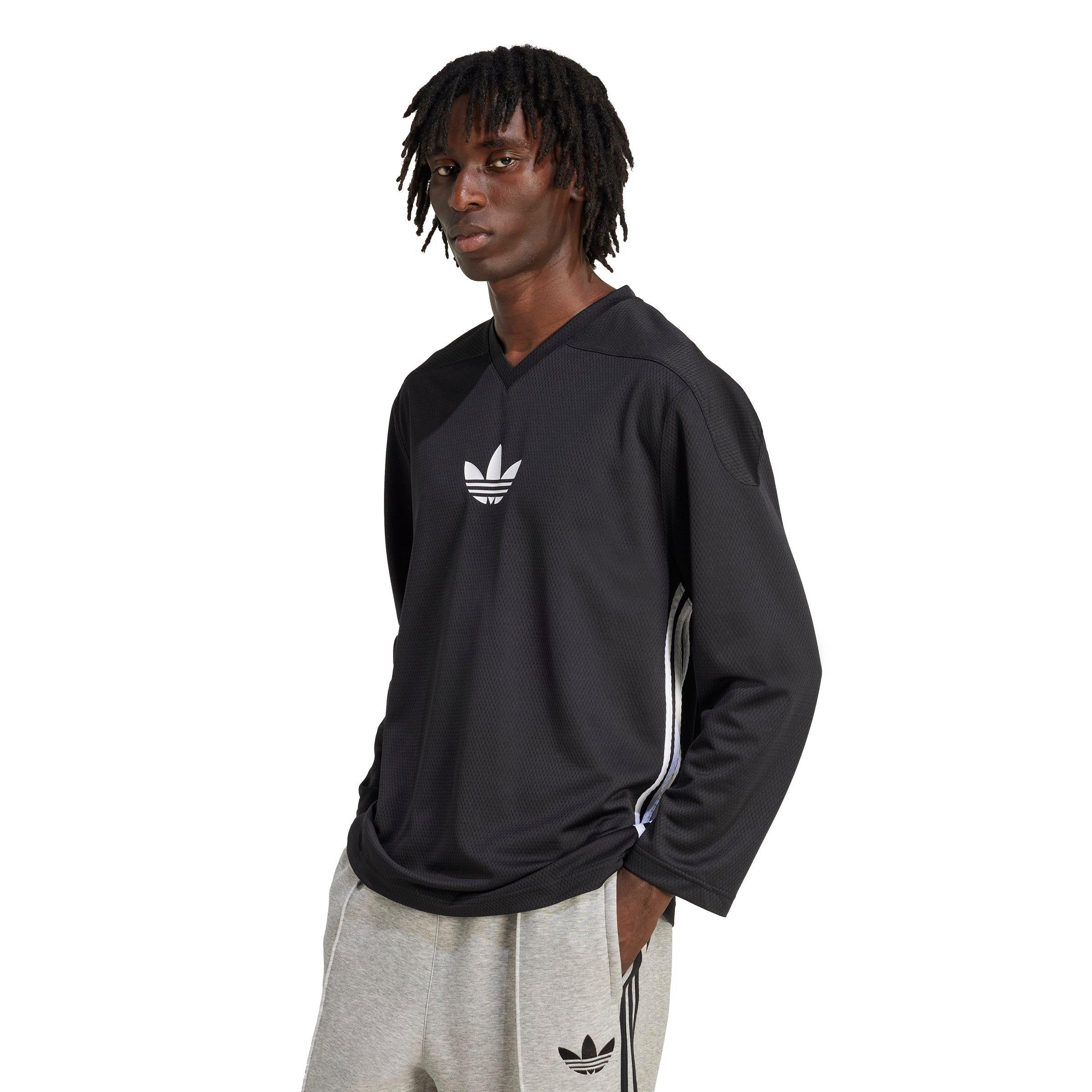 adidas Originals Men's Adicolor Mesh Long-Sleeve Tee - BLACK/WHITE Thumbnail View 1