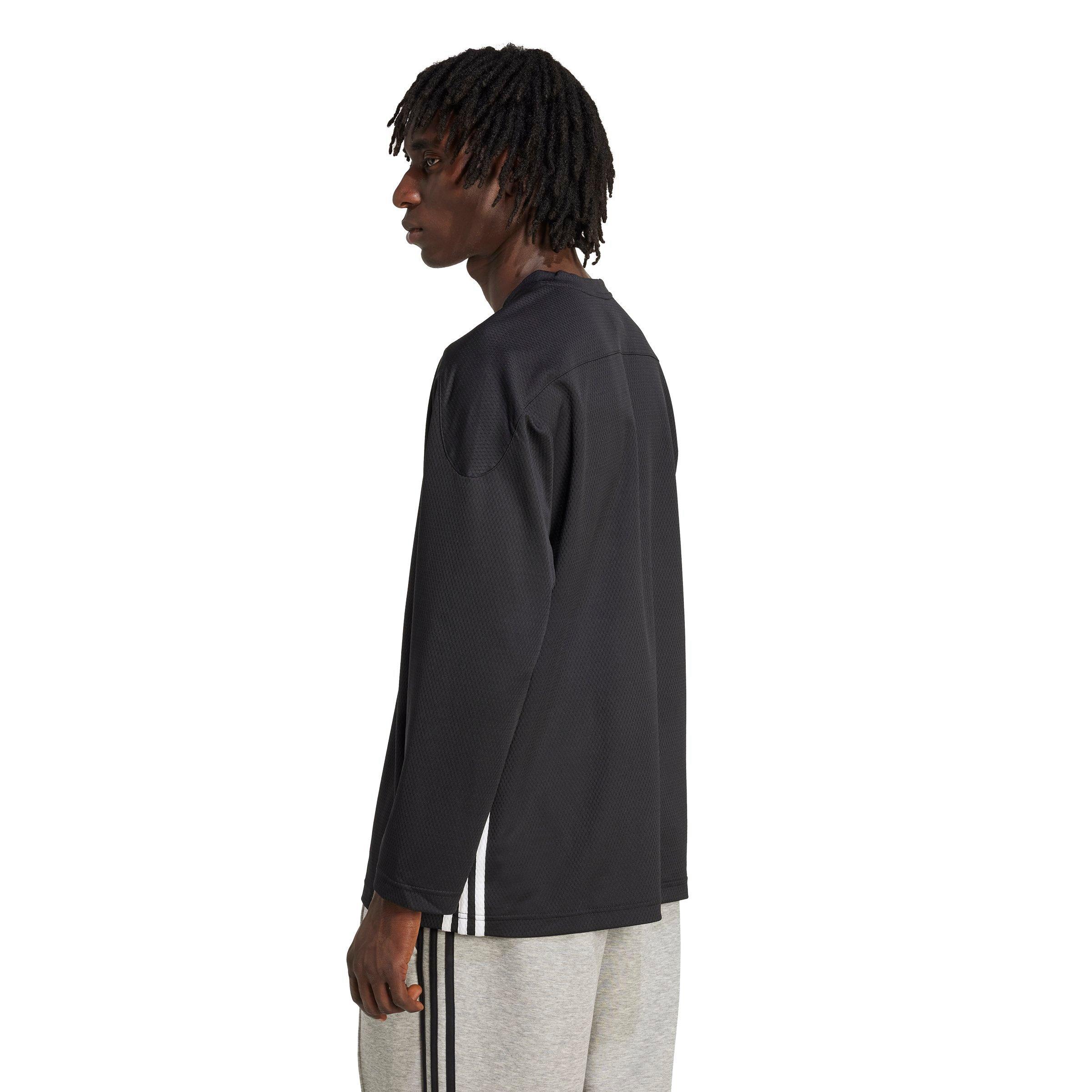 adidas Originals Men's Adicolor Mesh Long-Sleeve Tee - BLACK/WHITE Thumbnail View 2