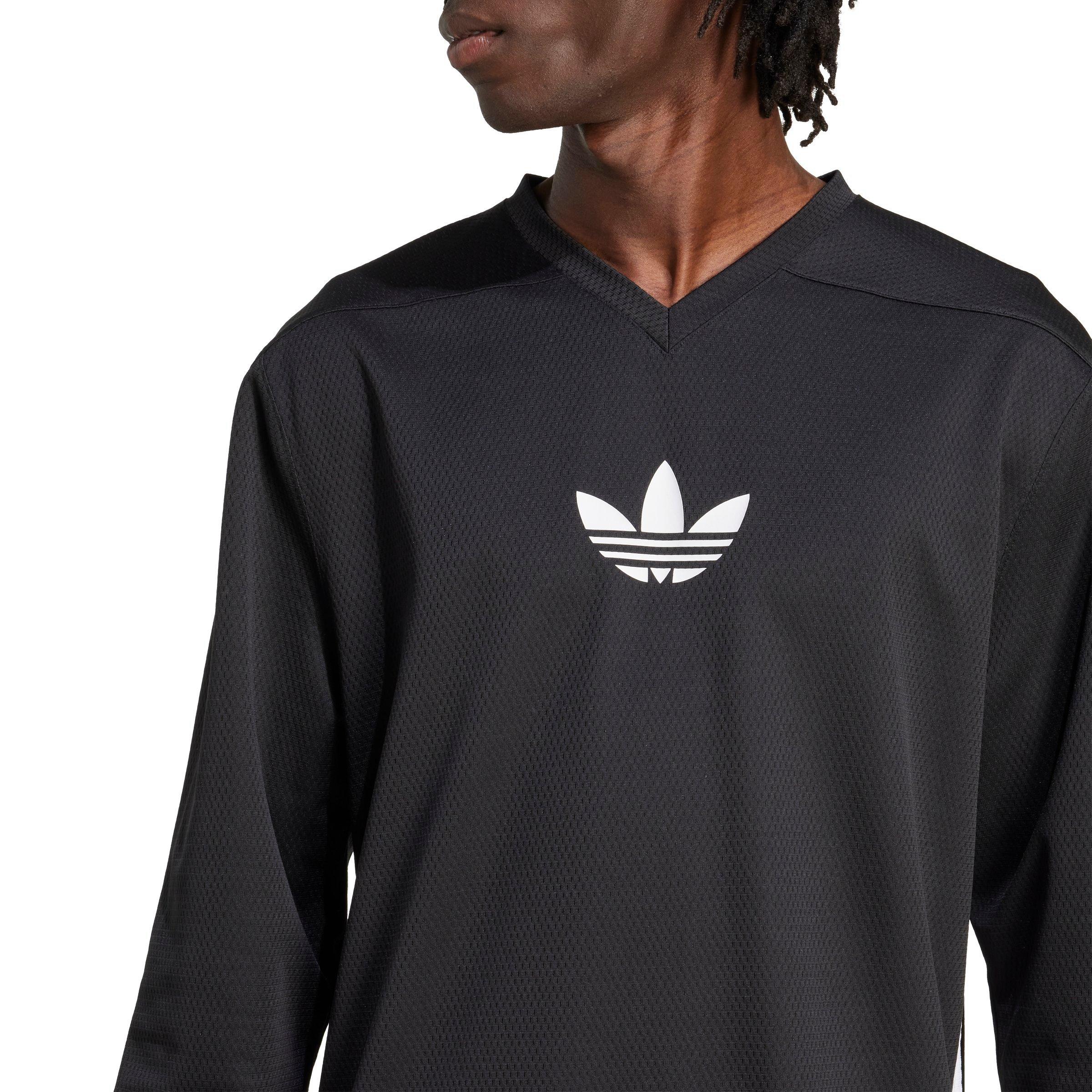 adidas Originals Men's Adicolor Mesh Long-Sleeve Tee - BLACK/WHITE Thumbnail View 3