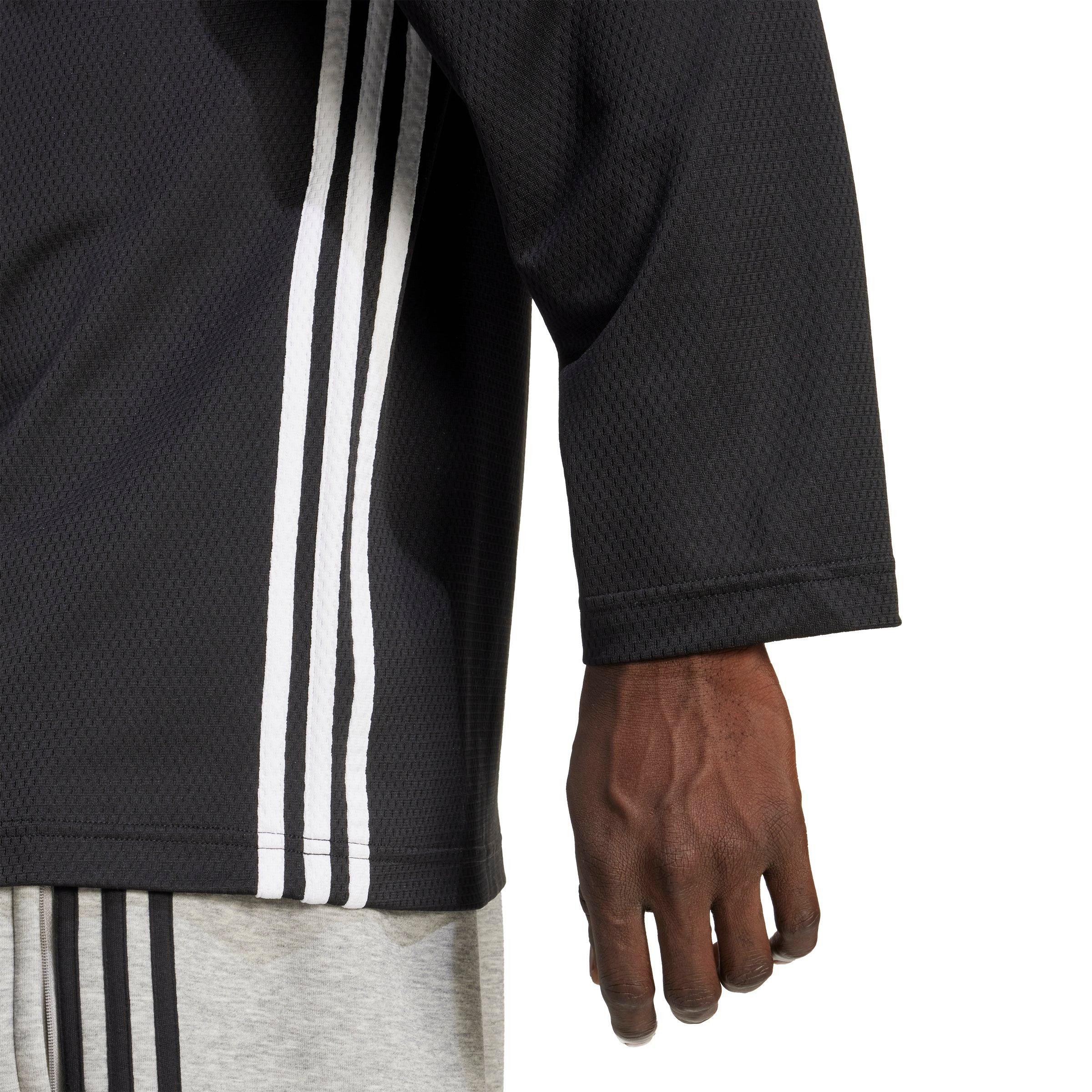 adidas Originals Men's Adicolor Mesh Long-Sleeve Tee - BLACK/WHITE Thumbnail View 4
