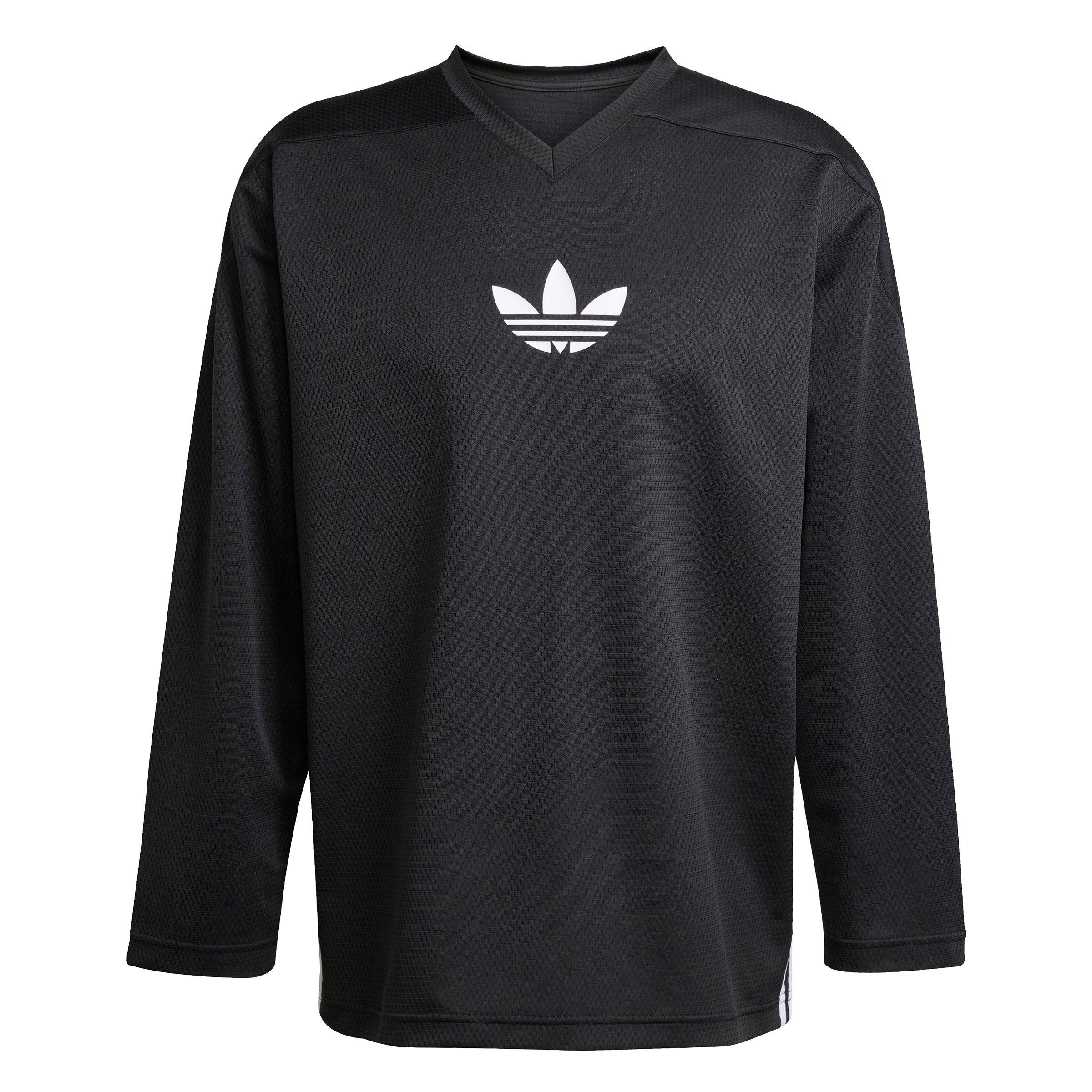 adidas Originals Men's Adicolor Mesh Long-Sleeve Tee - Black/White - BLACK/WHITE Thumbnail View 6