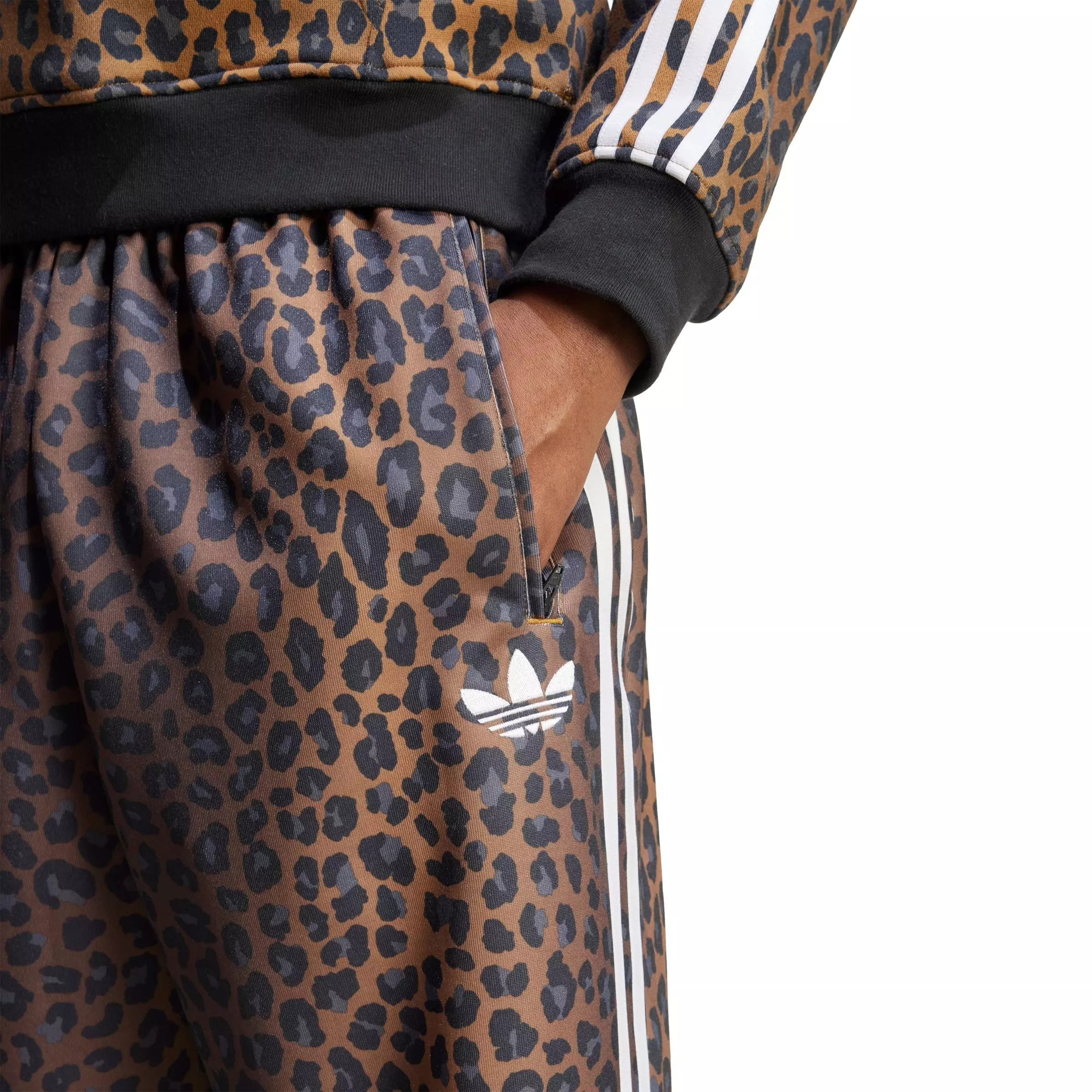 adidas Originals Men's Firebird Loose Leopard Track Pants - BROWN/BLACK